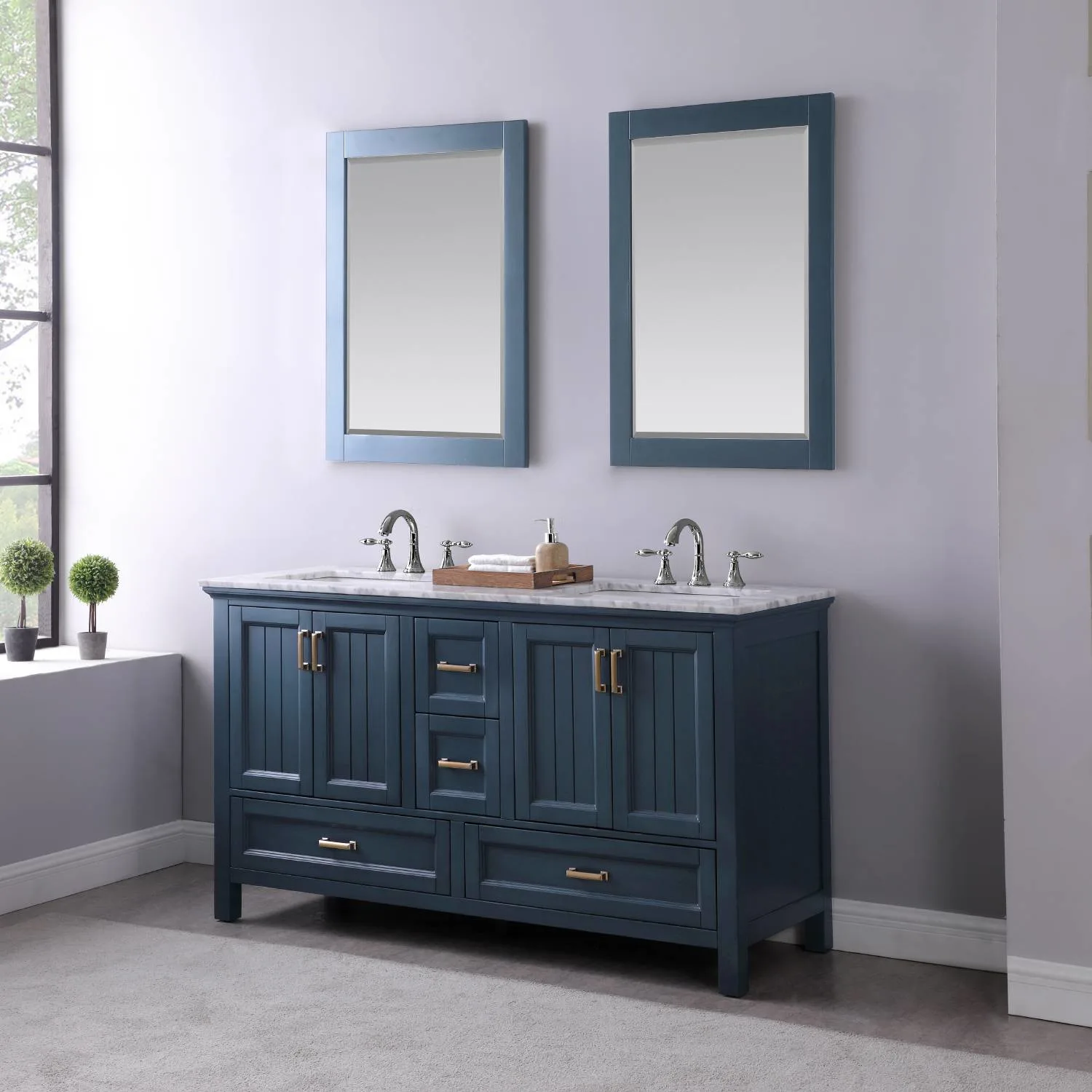 Altair Isla 60 Inch Solid Plywood White Carrara Double Vanity - image 4