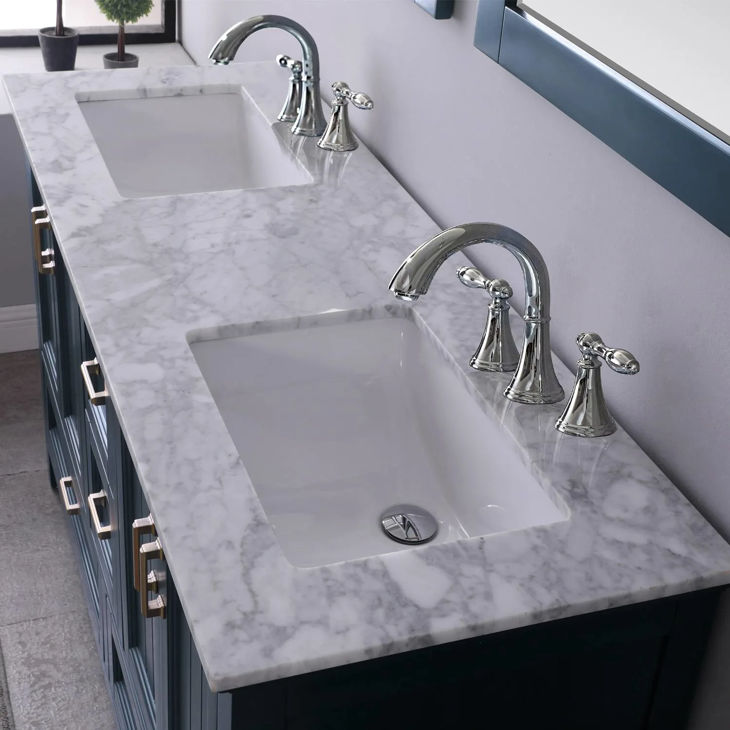 Altair Isla 60 Inch Solid Plywood White Carrara Double Vanity - image 7