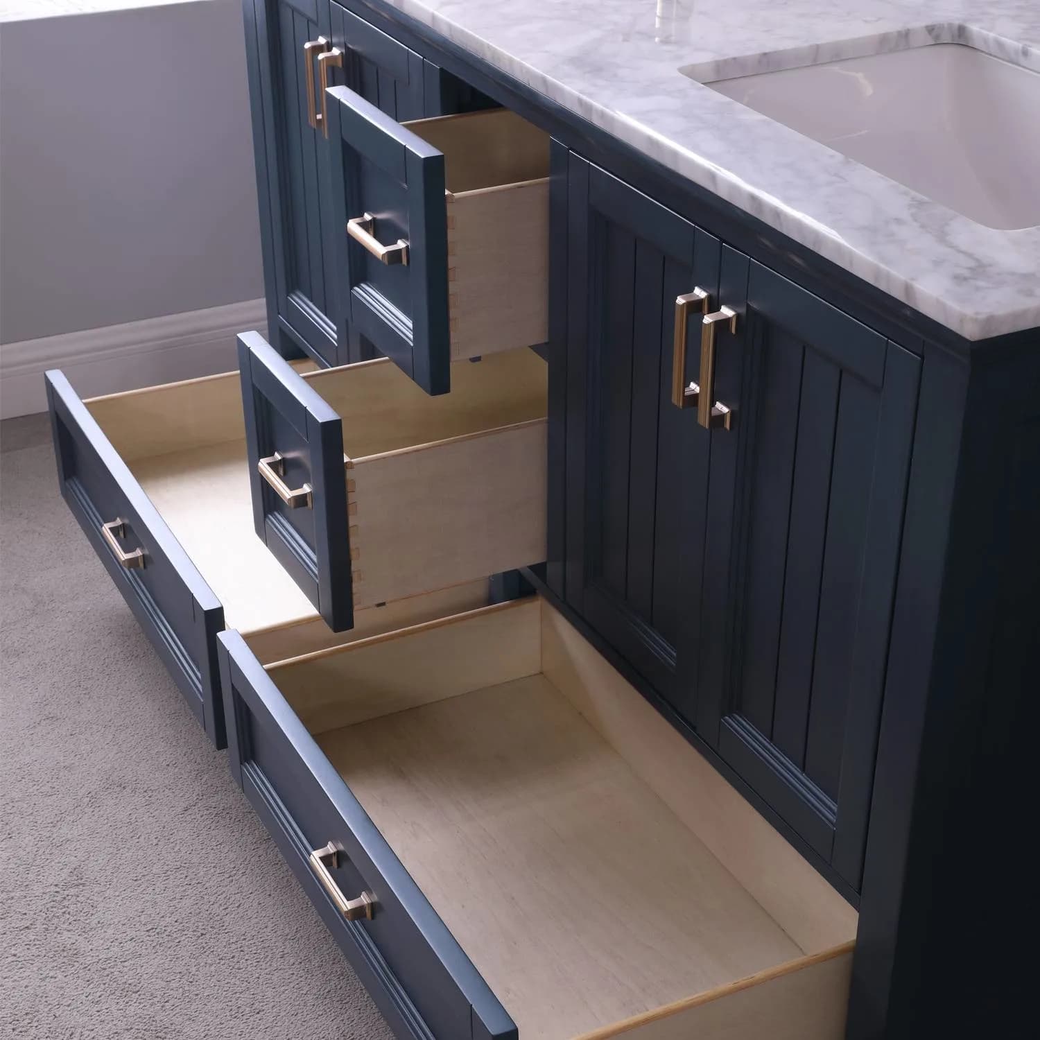 Altair Isla 60 Inch Solid Plywood White Carrara Double Vanity - image 8