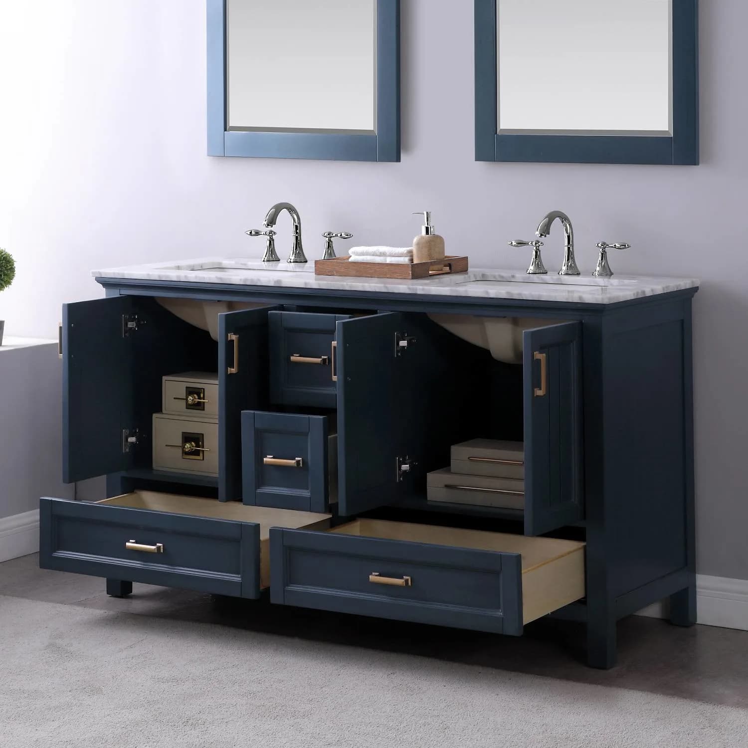 Altair Isla 60 Inch Solid Plywood White Carrara Double Vanity - image 10