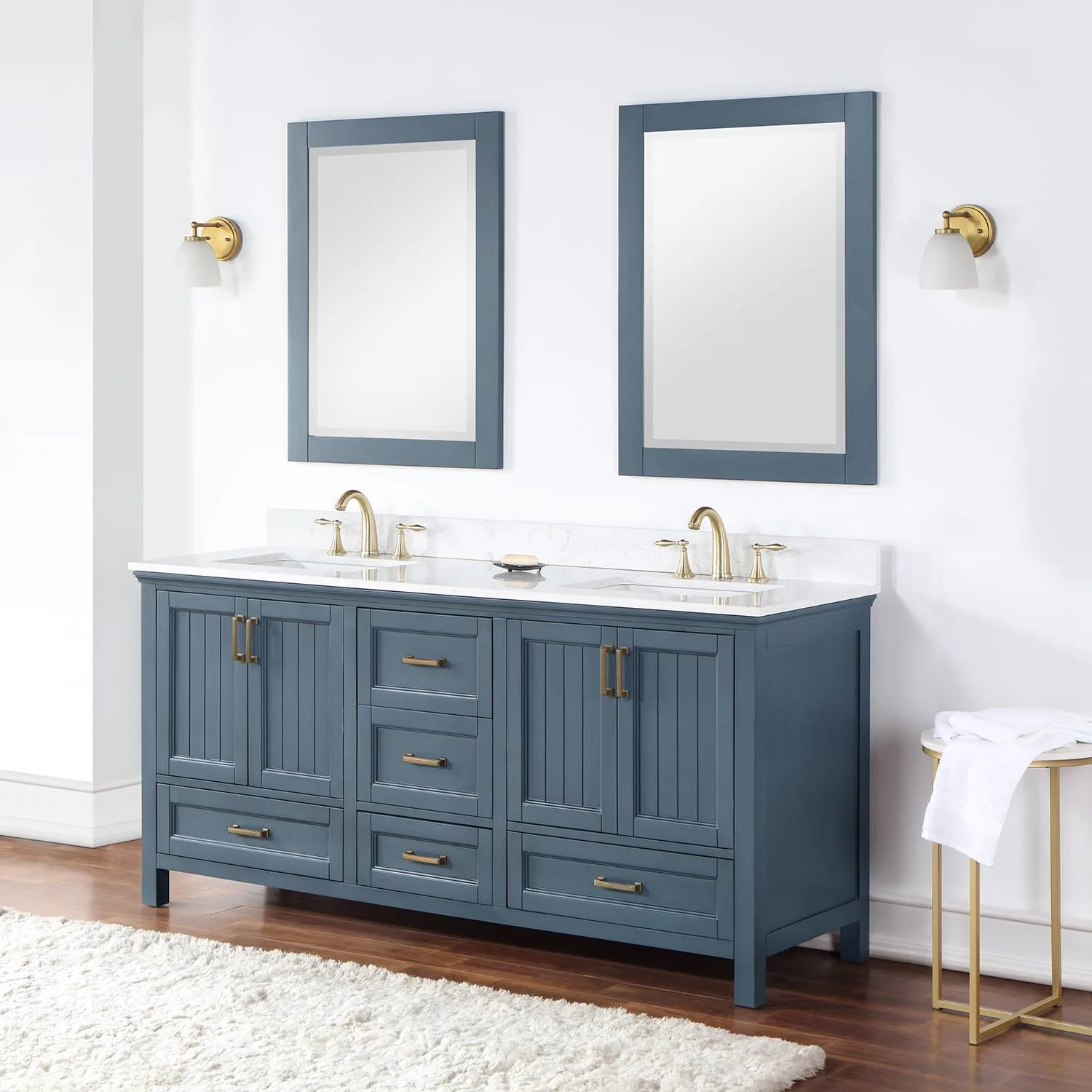 Altair Isla 72 Inch Classic Blue Plywood Carrara Stone Double Vanity - image 4