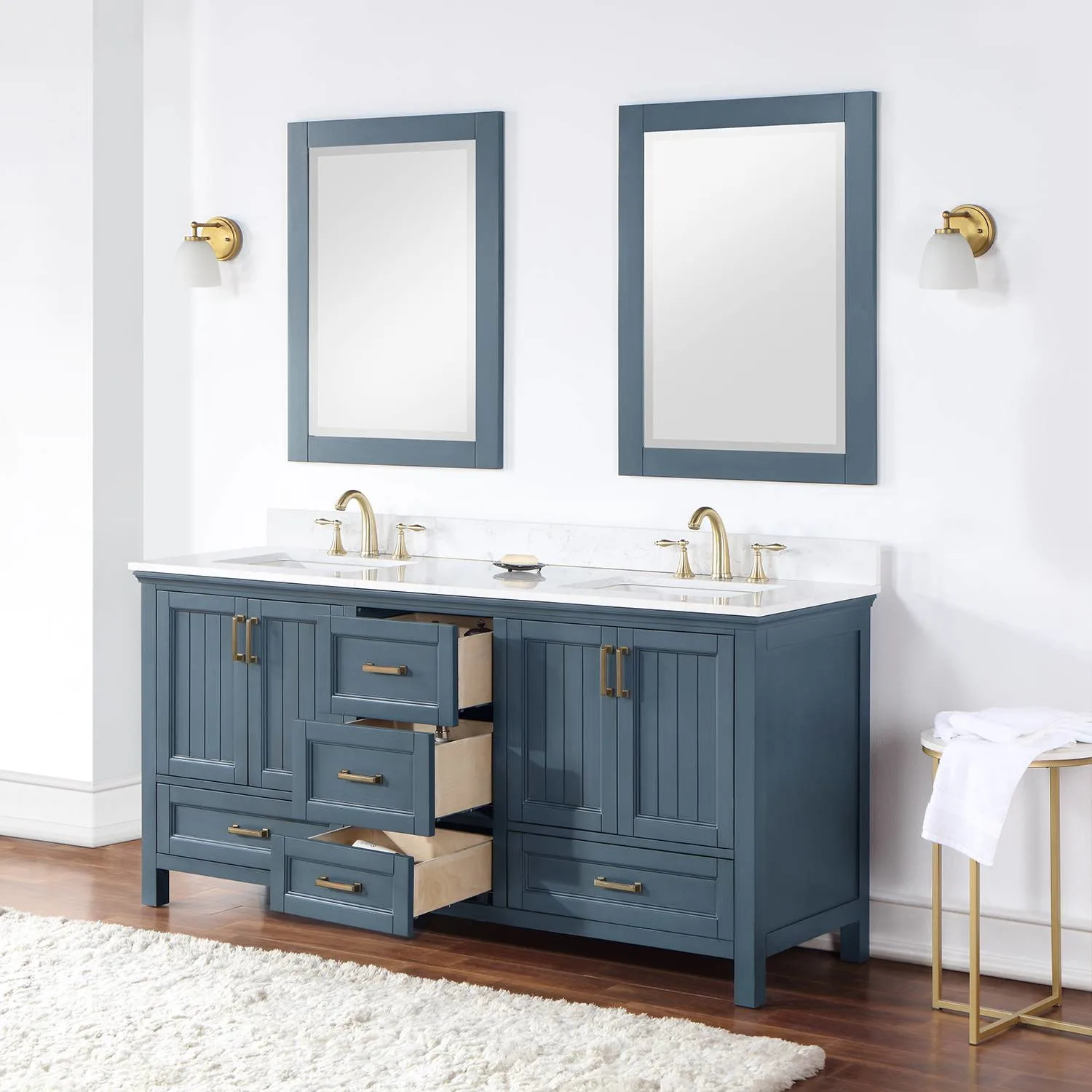 Altair Isla 72 Inch Classic Blue Plywood Carrara Stone Double Vanity - image 5