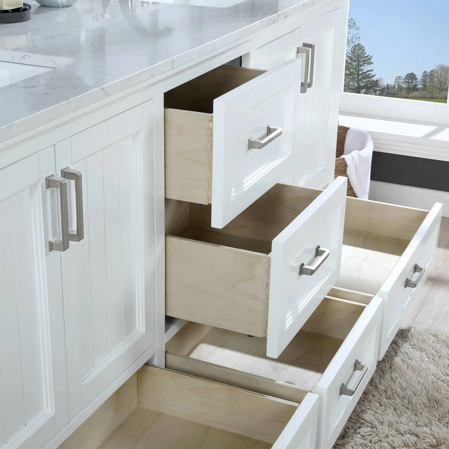 Altair Isla 72 Inch White Solid Plywood White Carrara Double Vanity - image 2
