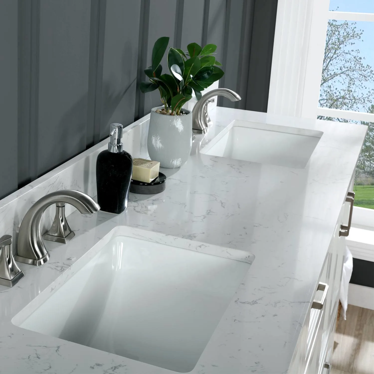 Altair Isla 72 Inch White Solid Plywood White Carrara Double Vanity - image 9
