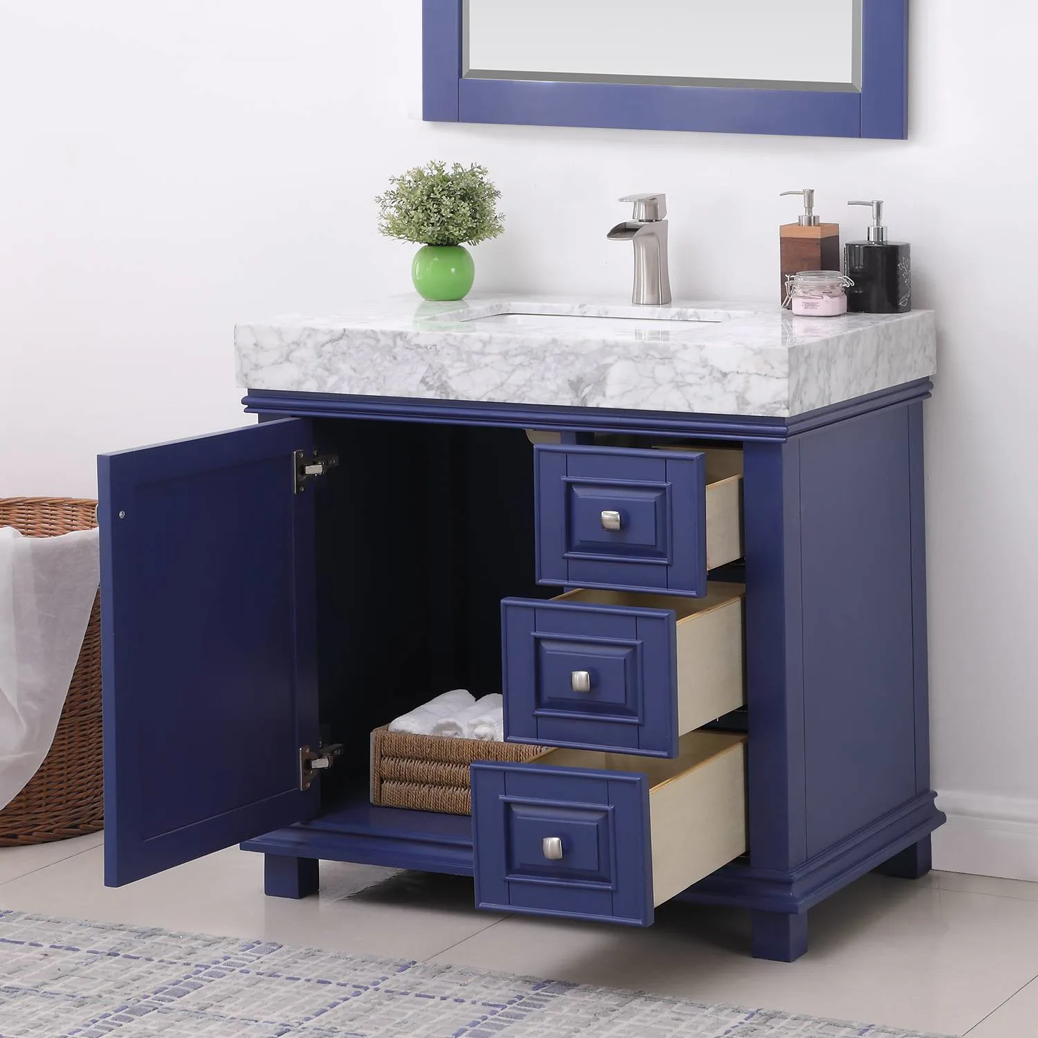 Altair Jardin 36 Inch Solid Plywood White Carrara Single Vanity - image 10