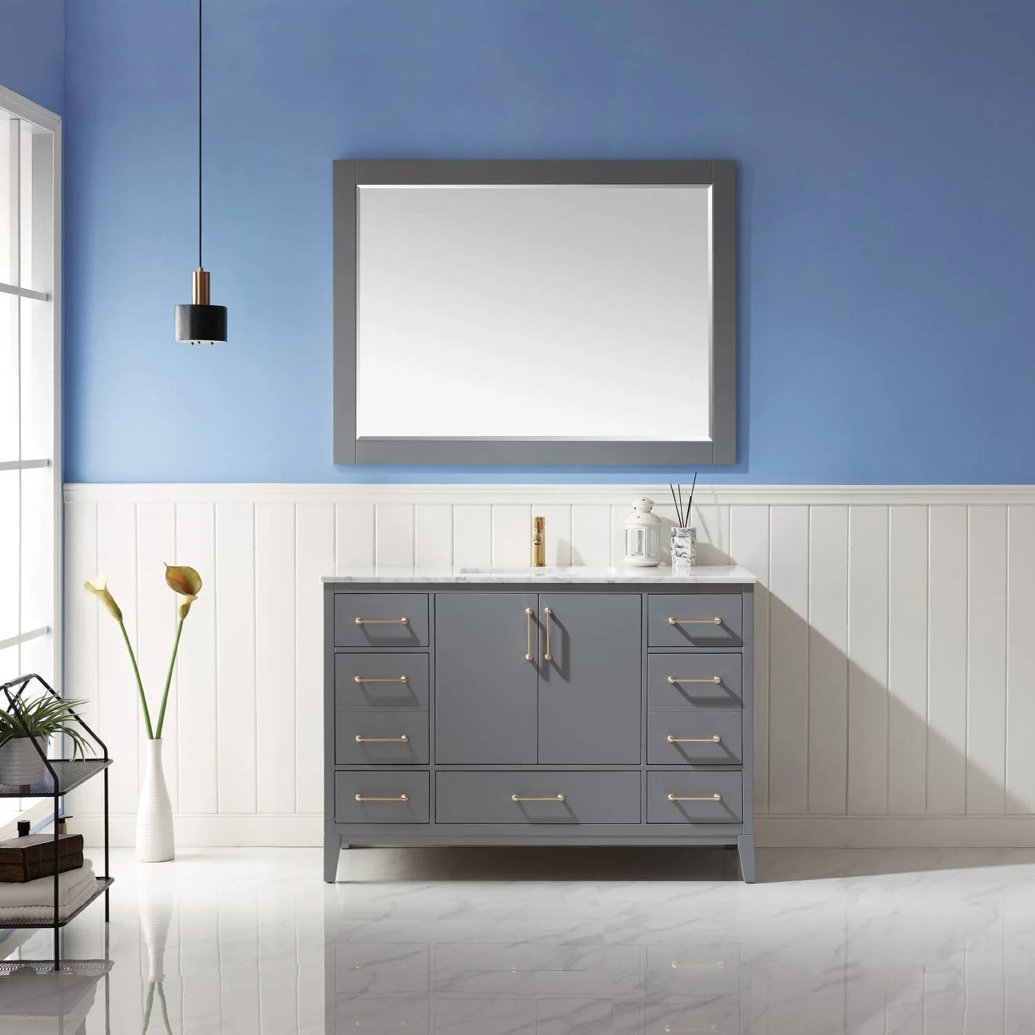 Altair Sutton 48 Inch Solid Plywood White Carrara Single Vanity - image 3