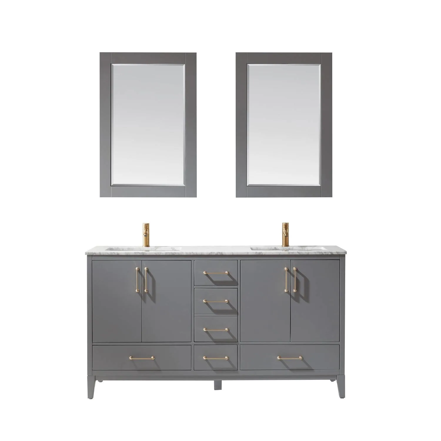 Altair Sutton 60 Inch Solid Plywood White Carrara Double Vanity - image 1