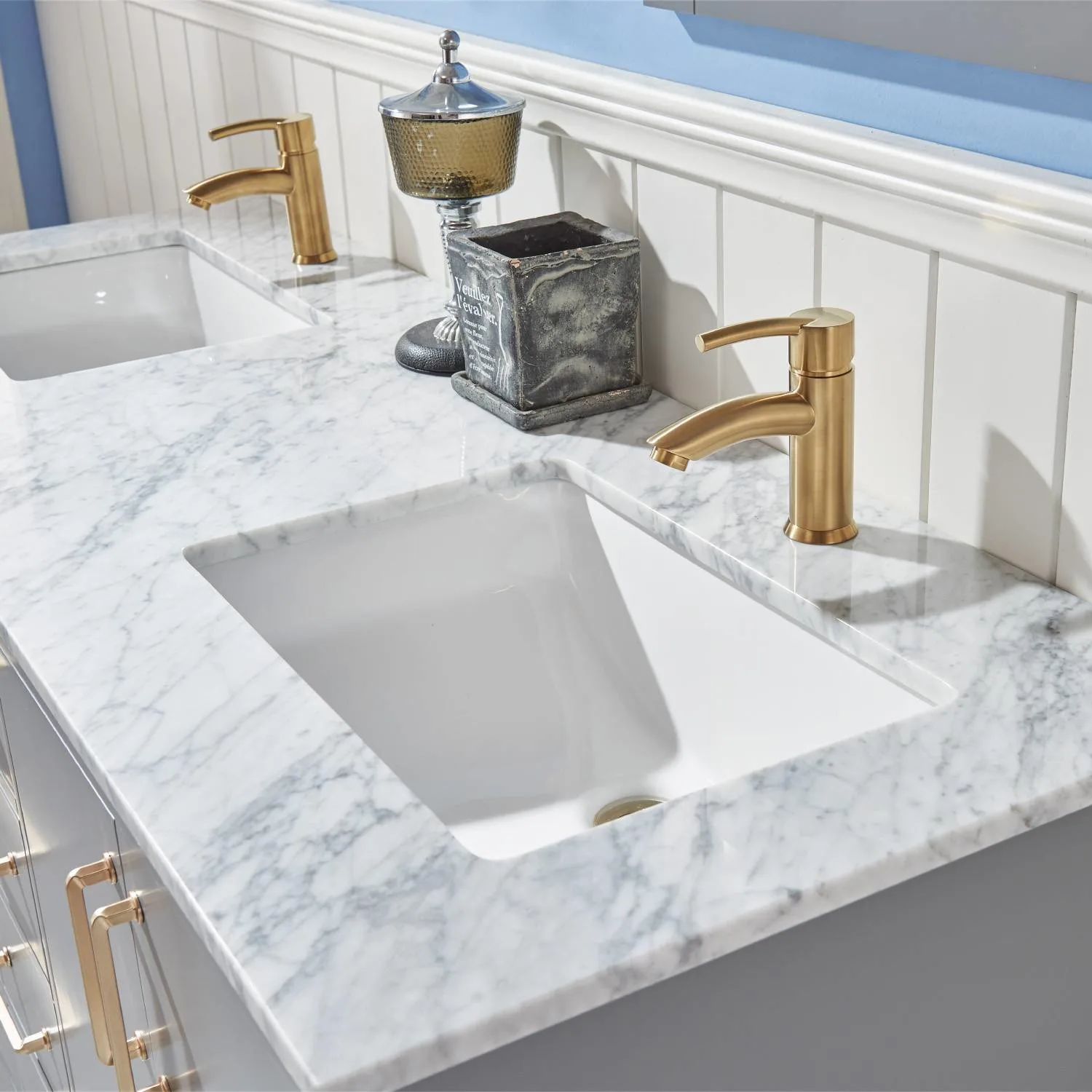 Altair Sutton 60 Inch Solid Plywood White Carrara Double Vanity - image 7