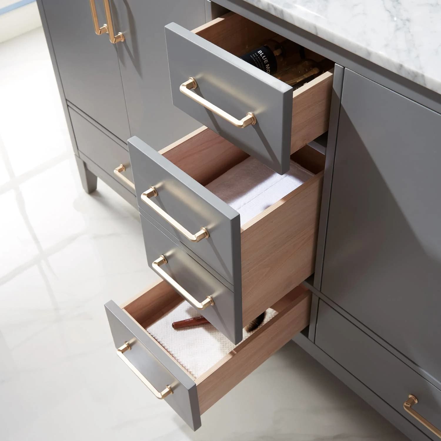 Altair Sutton 60 Inch Solid Plywood White Carrara Double Vanity - image 9