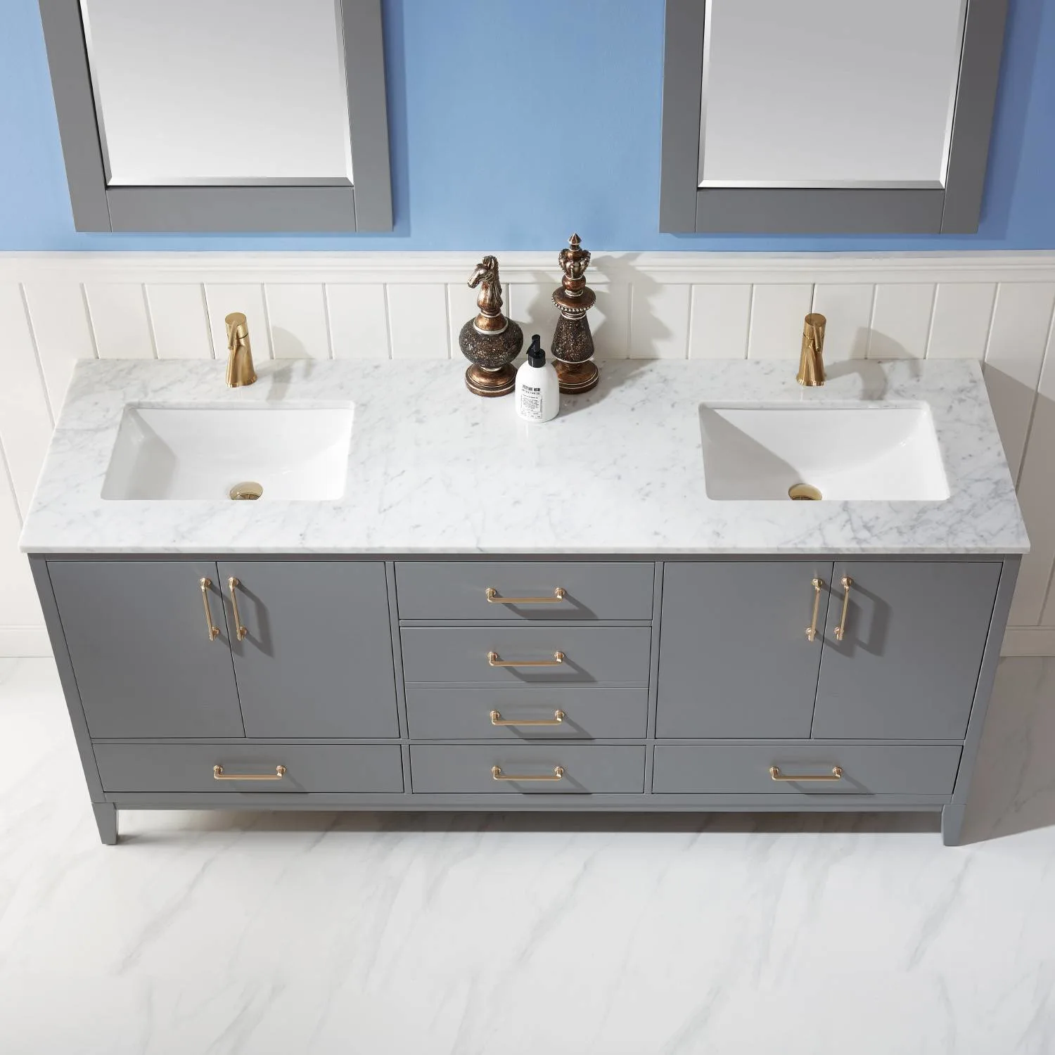 Altair Sutton 72 Inch Solid Plywood White Carrara Double Vanity - image 6