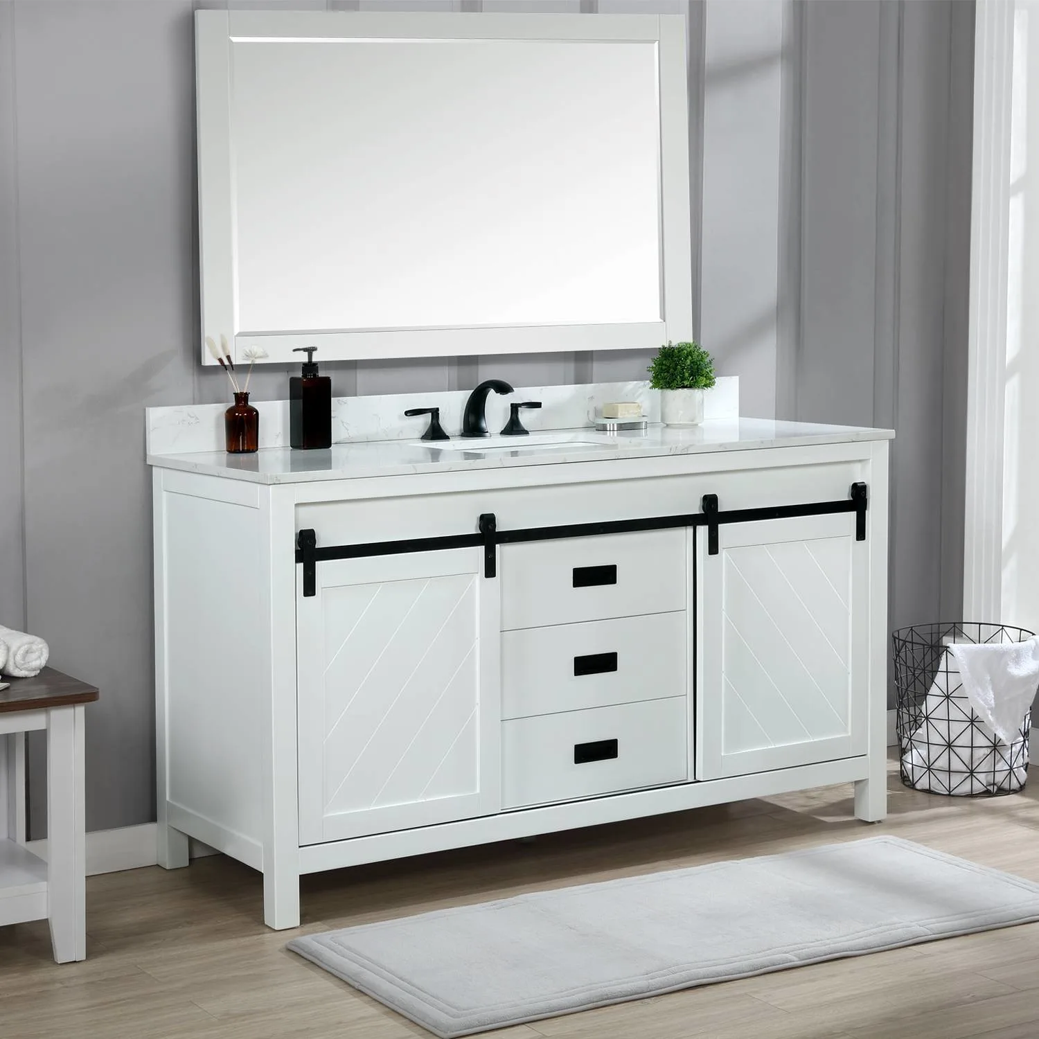 Altair Kinsley 60 Inch White Plywood White Carrara Single Vanity - image 4