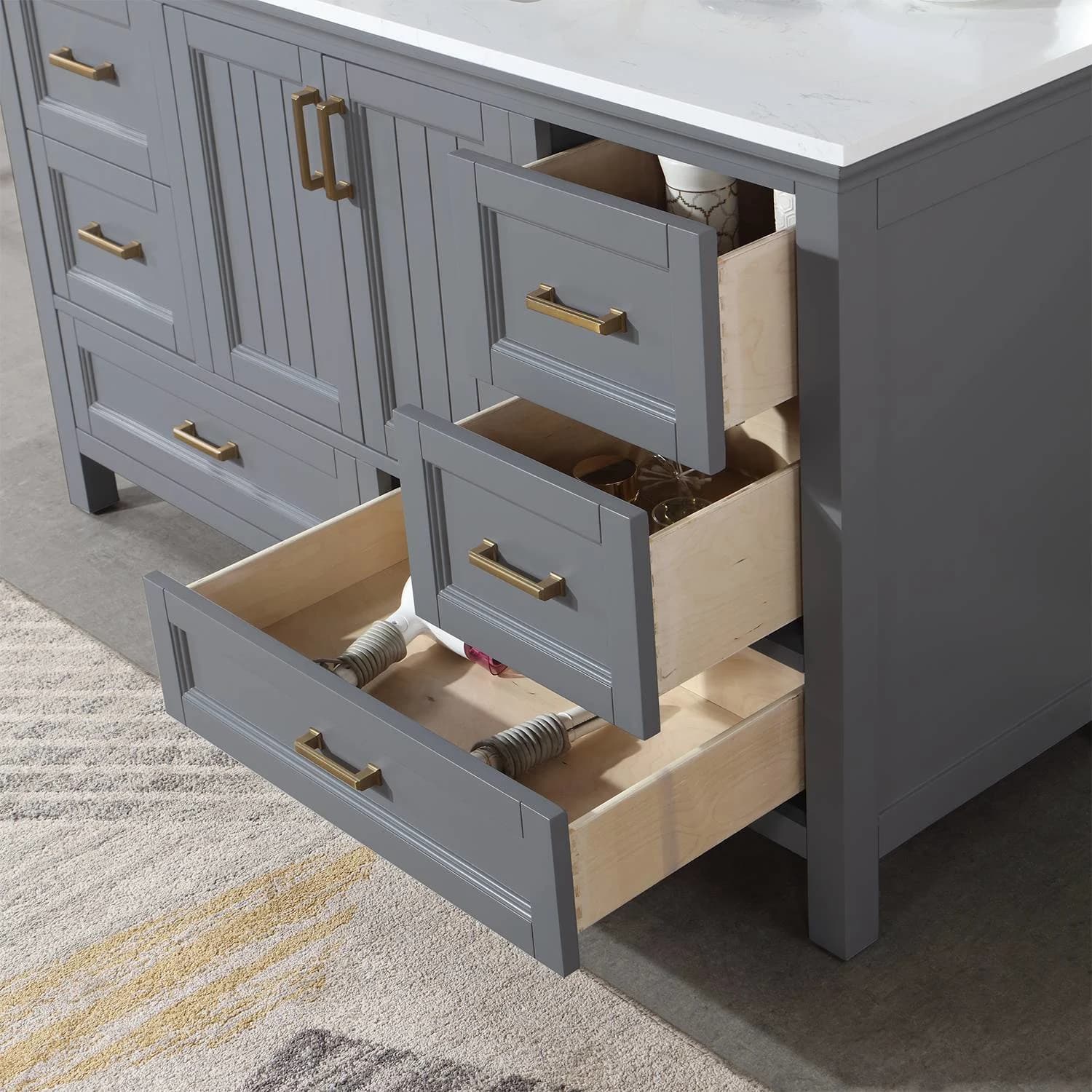 Altair Isla 60 Inch Gray Plywood White Carrara Stone Single Vanity - image 9