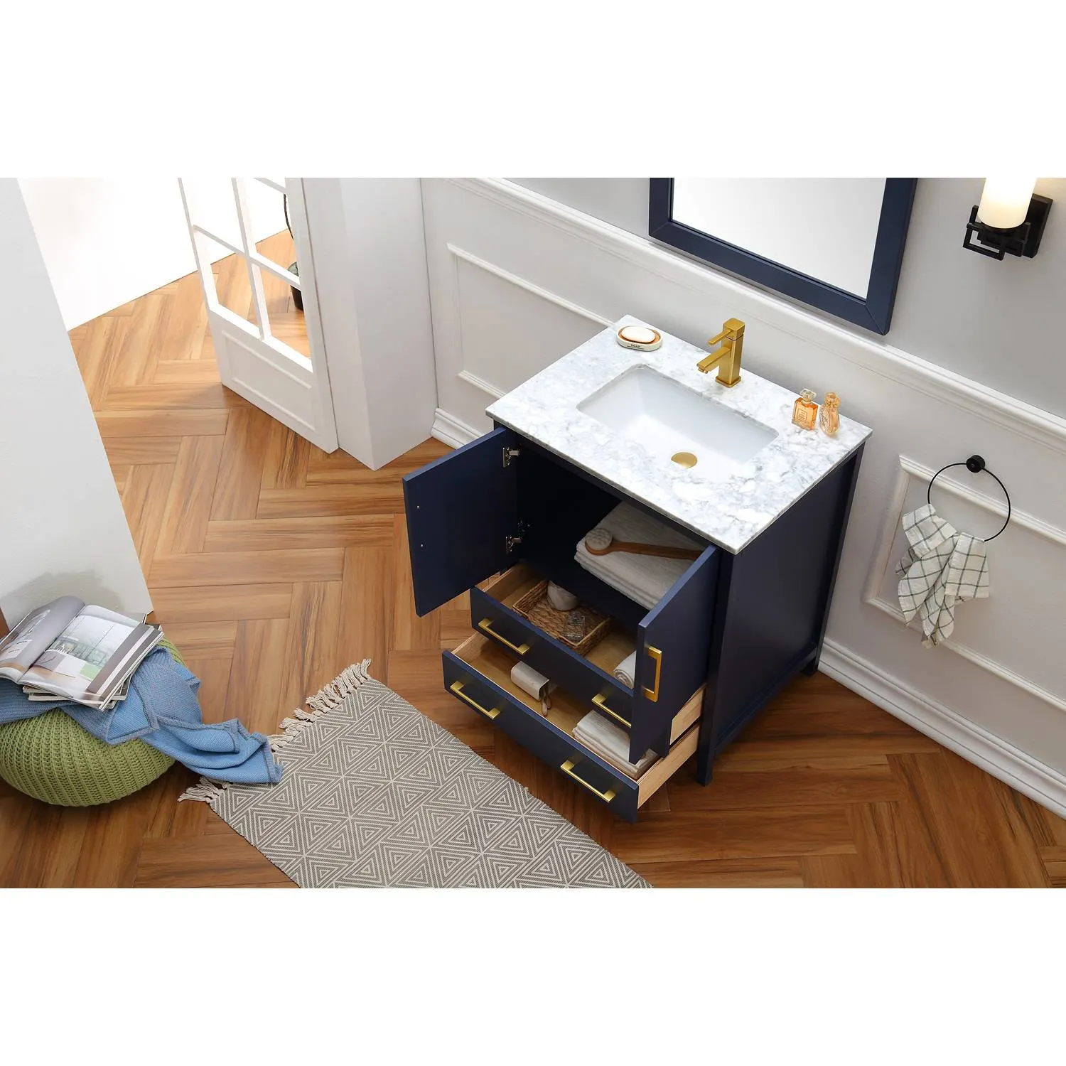 Legion Furniture 30 Inch Marble Top Ceramic Sink Vanity Cabinet - image 4