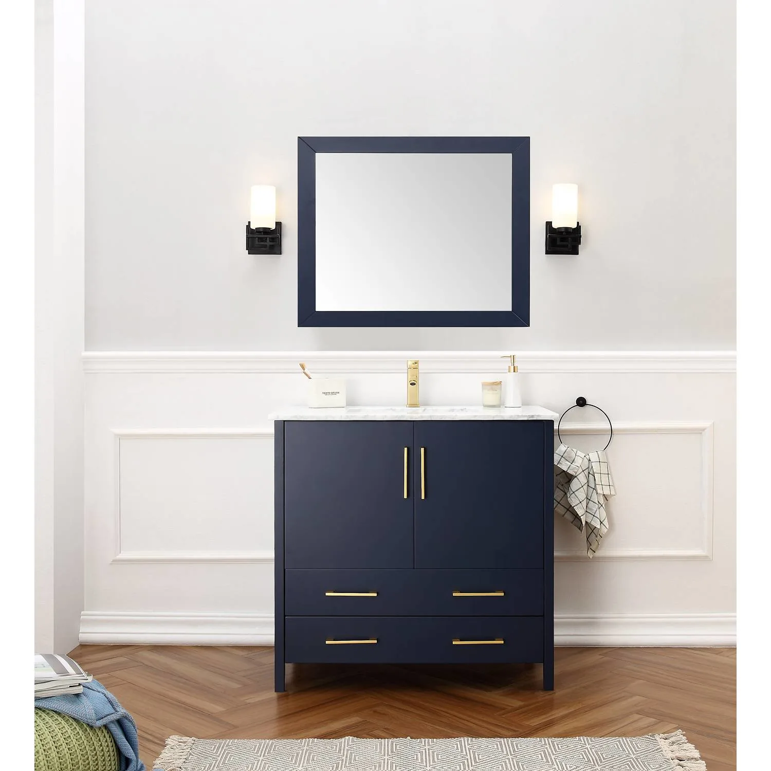 Legion Furniture 36 Inch Marble Top Ceramic Sink Vanity Cabinet - image 1