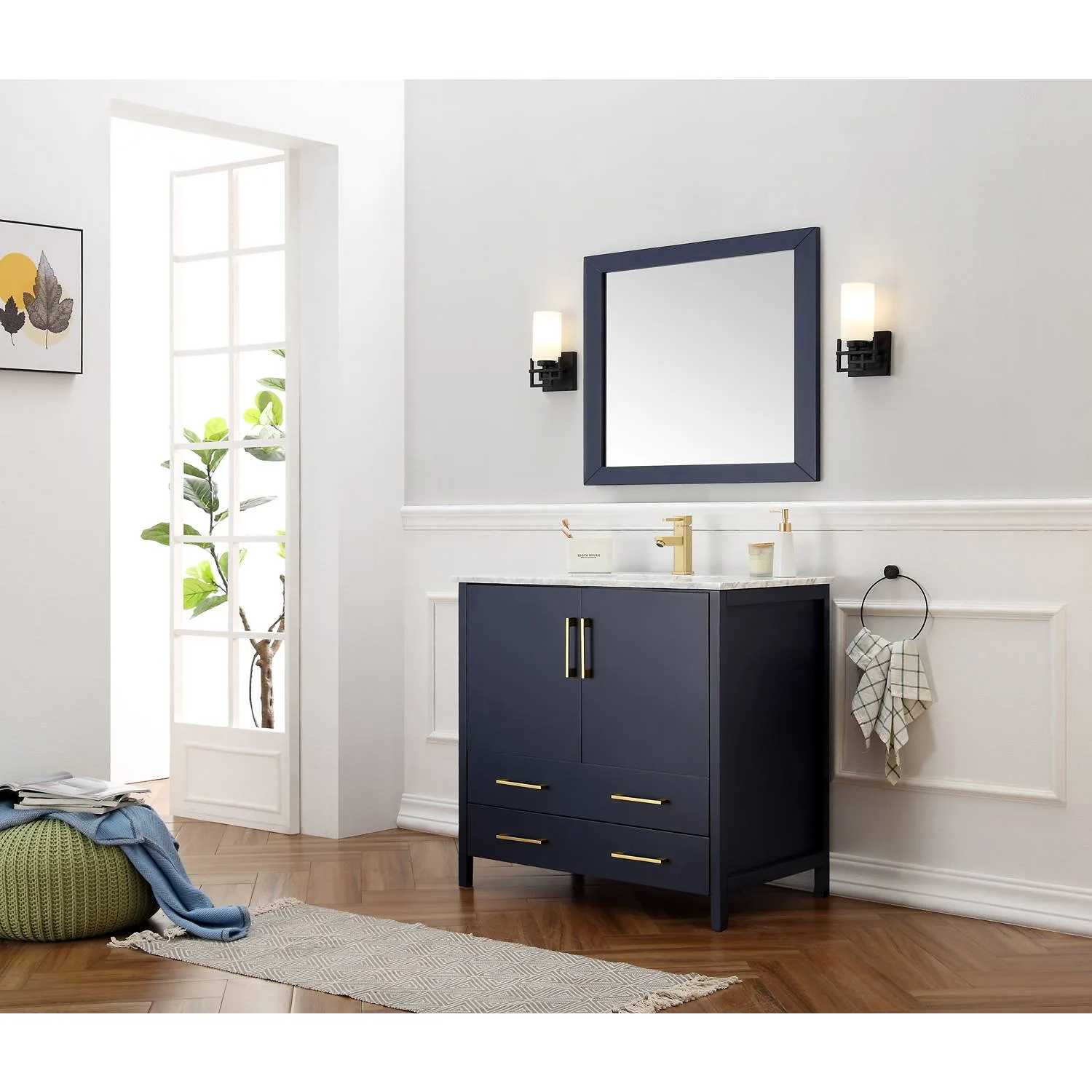 Legion Furniture 36 Inch Marble Top Ceramic Sink Vanity Cabinet - image 4