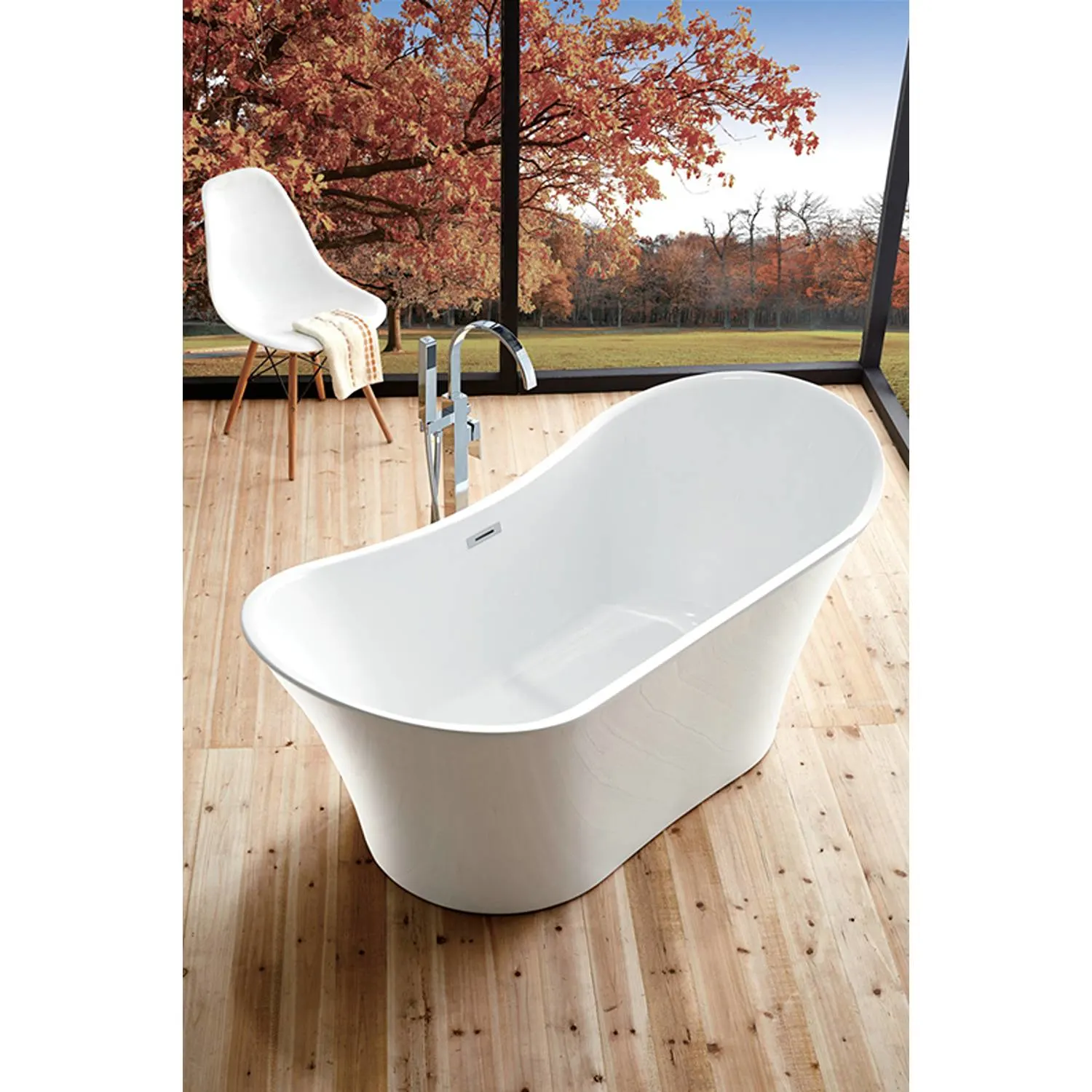 Legion Furniture 67 Inch No Faucet White Double Slipper Acrylic Bathtub - image 2