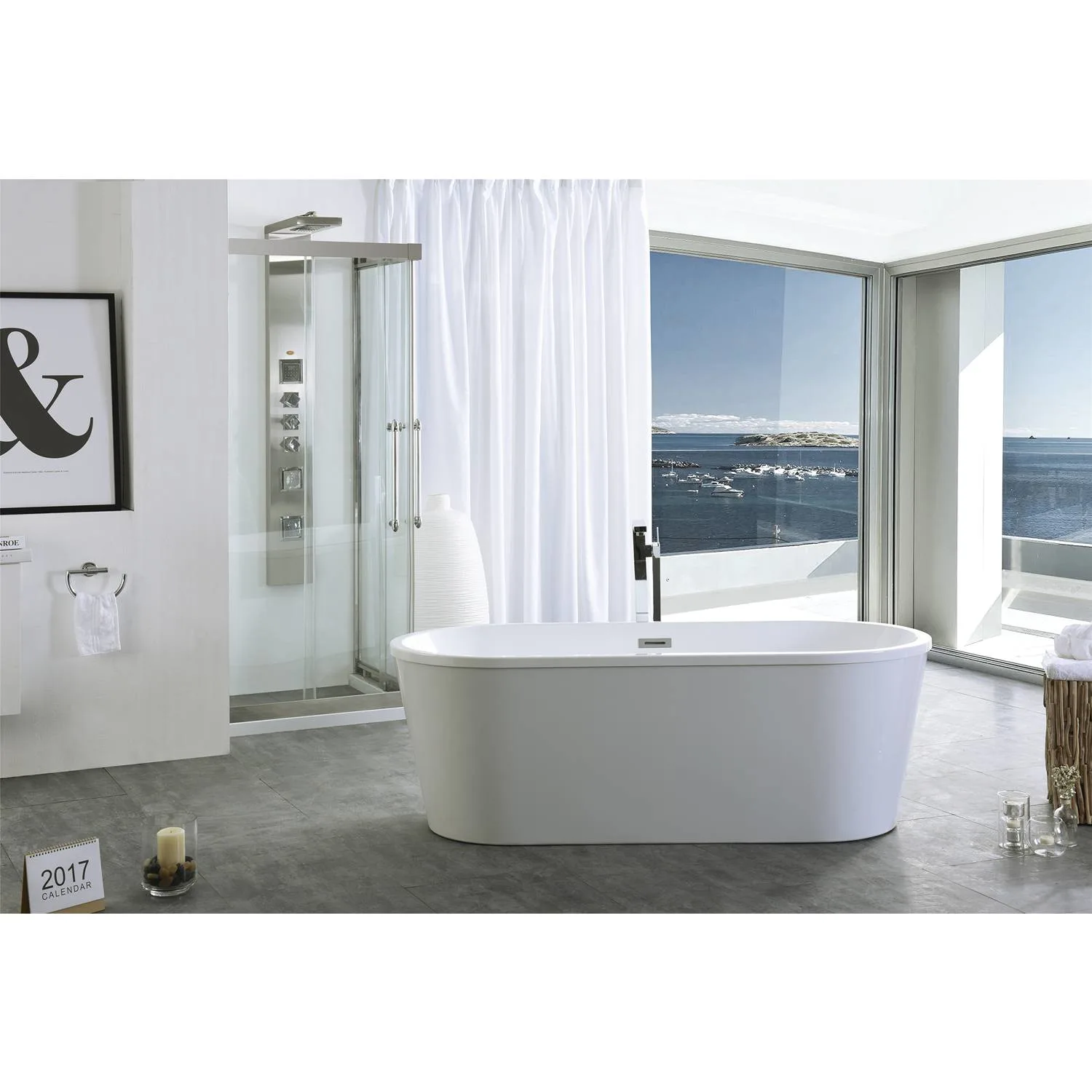 Legion Furniture 67.3 Inch No Faucet White Soaking Acrylic Bathtub - image 2
