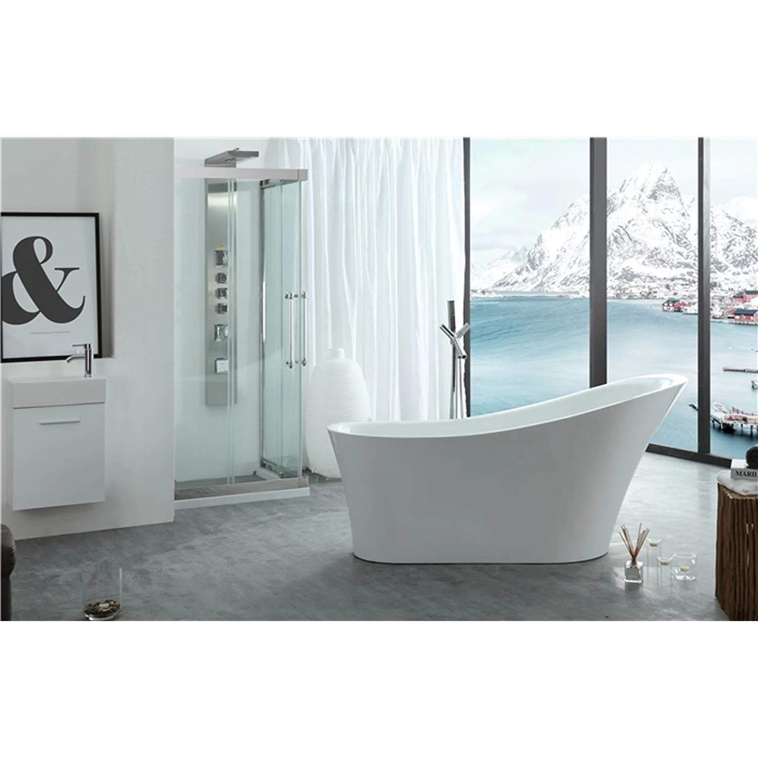 Legion Furniture 67 Inch No Faucet White Soaking Acrylic Bathtub - image 12