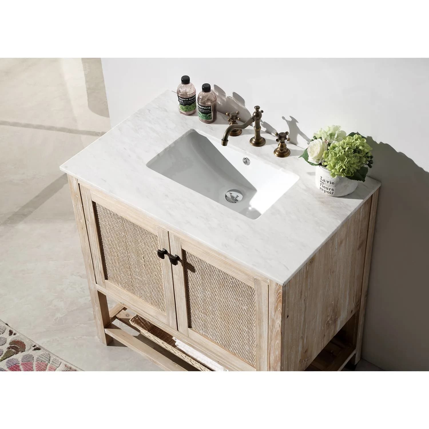 Legion Furniture 36 Inch Marble Top Rustic White Vanity Cabinet - image 2