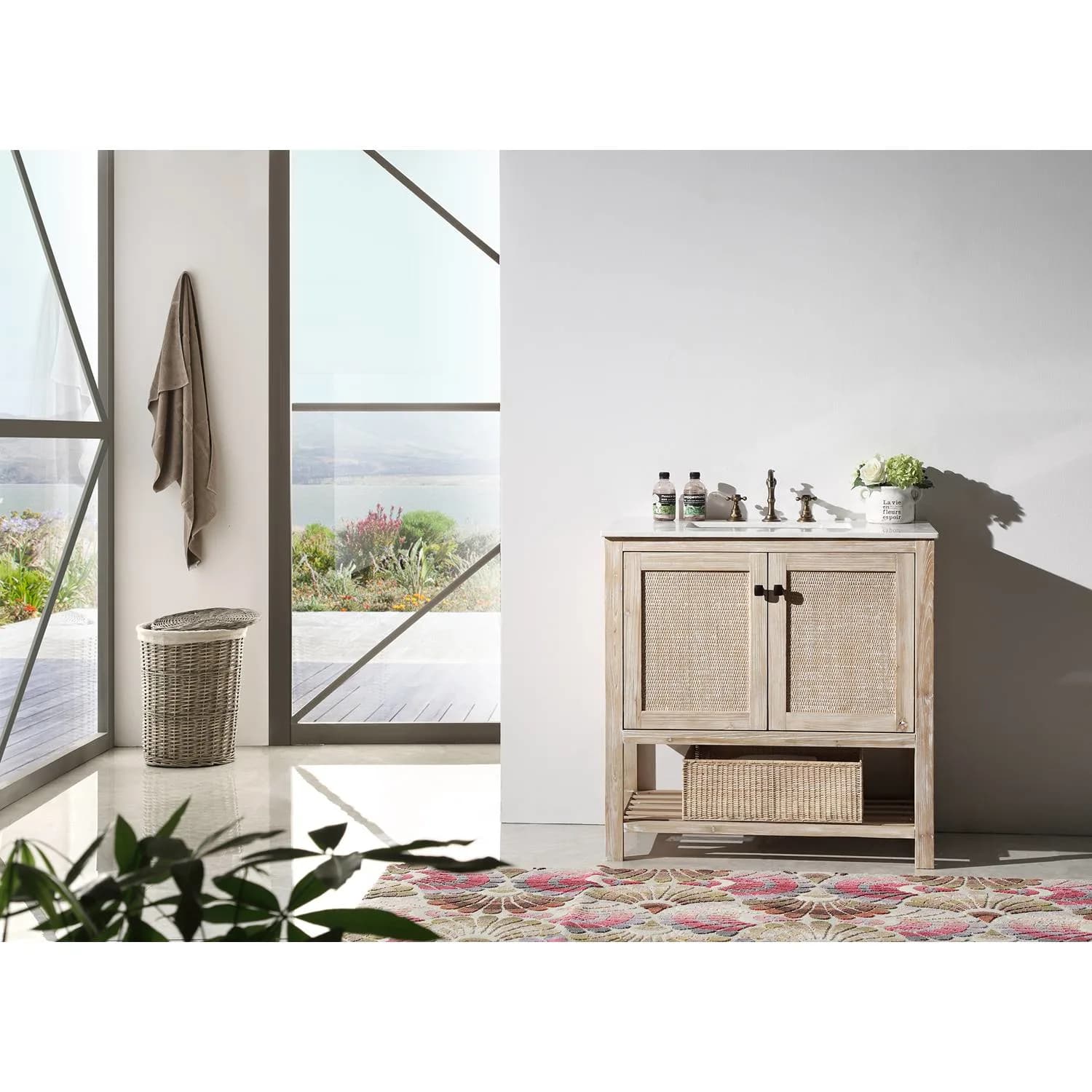 Legion Furniture 36 Inch Marble Top Rustic White Vanity Cabinet - image 3