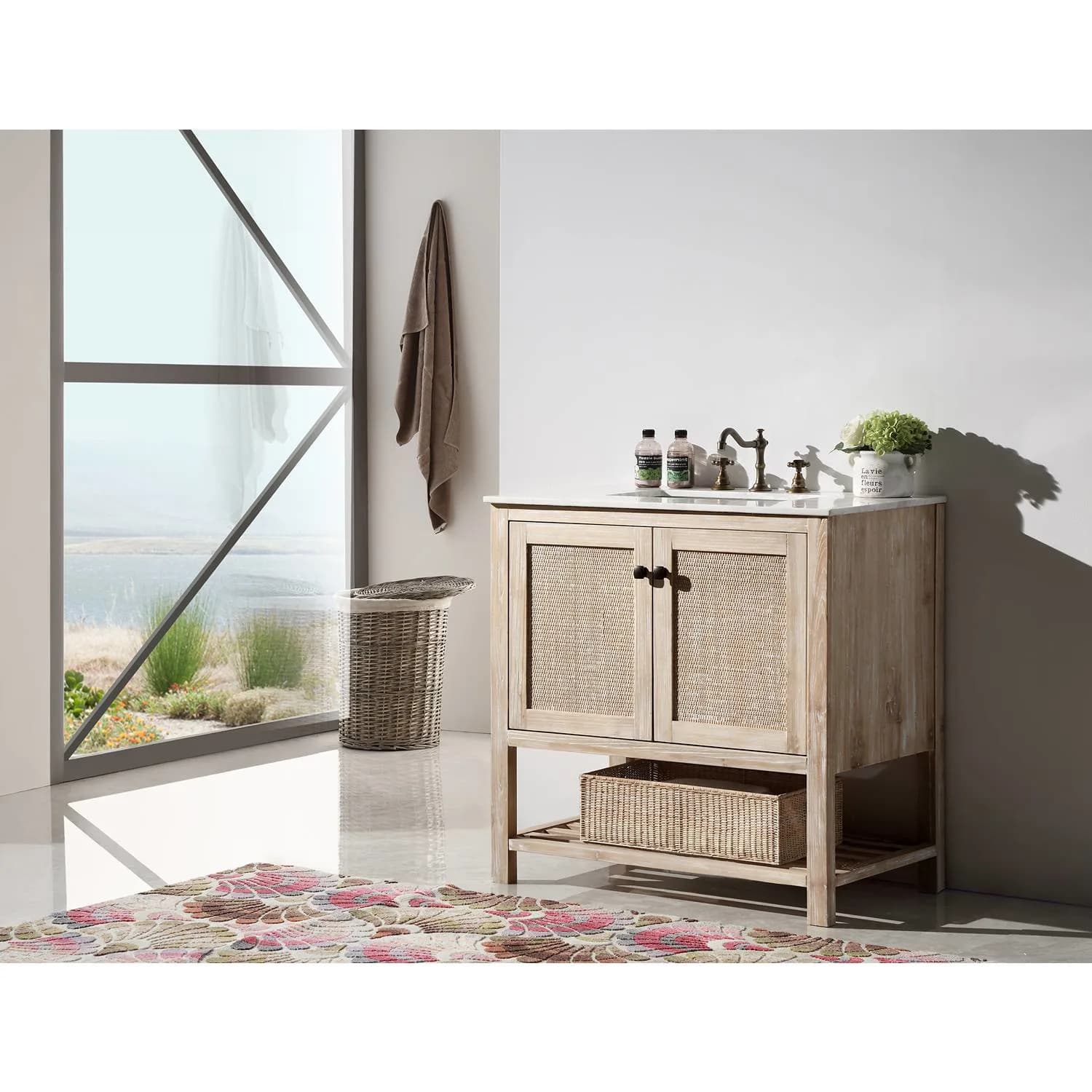 Legion Furniture 36 Inch Marble Top Rustic White Vanity Cabinet - image 5
