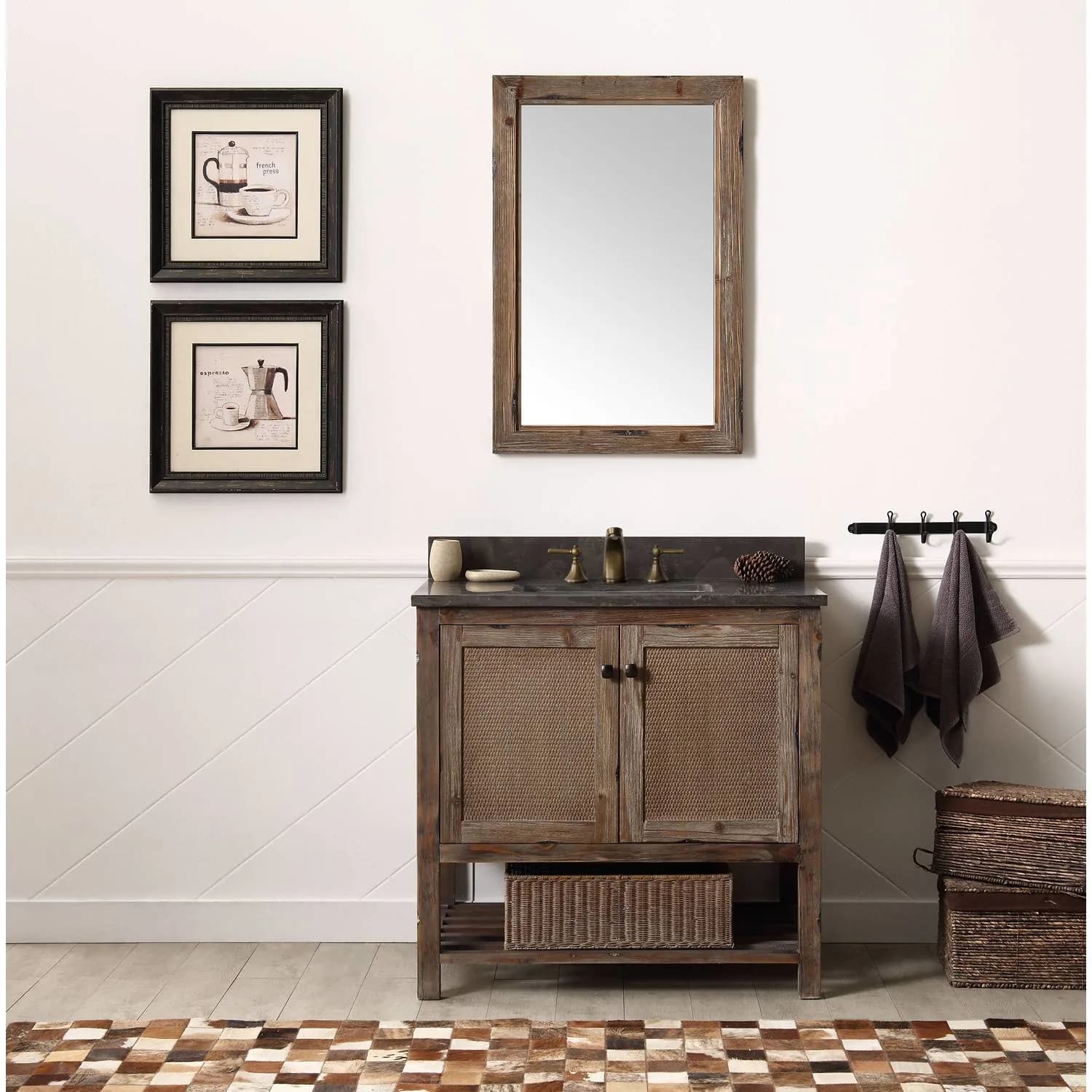 Legion Furniture 36 Inch Moon Stone Top Brown Rustic Vanity Cabinet - image 4