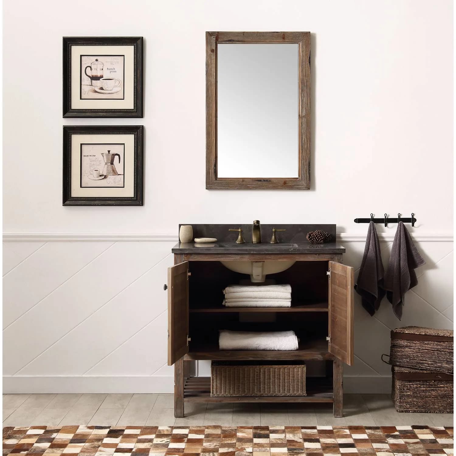 Legion Furniture 36 Inch Moon Stone Top Brown Rustic Vanity Cabinet - image 7