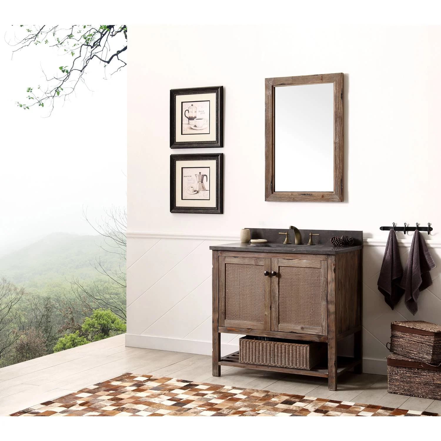 Legion Furniture 36 Inch Moon Stone Top Brown Rustic Vanity Cabinet - image 9
