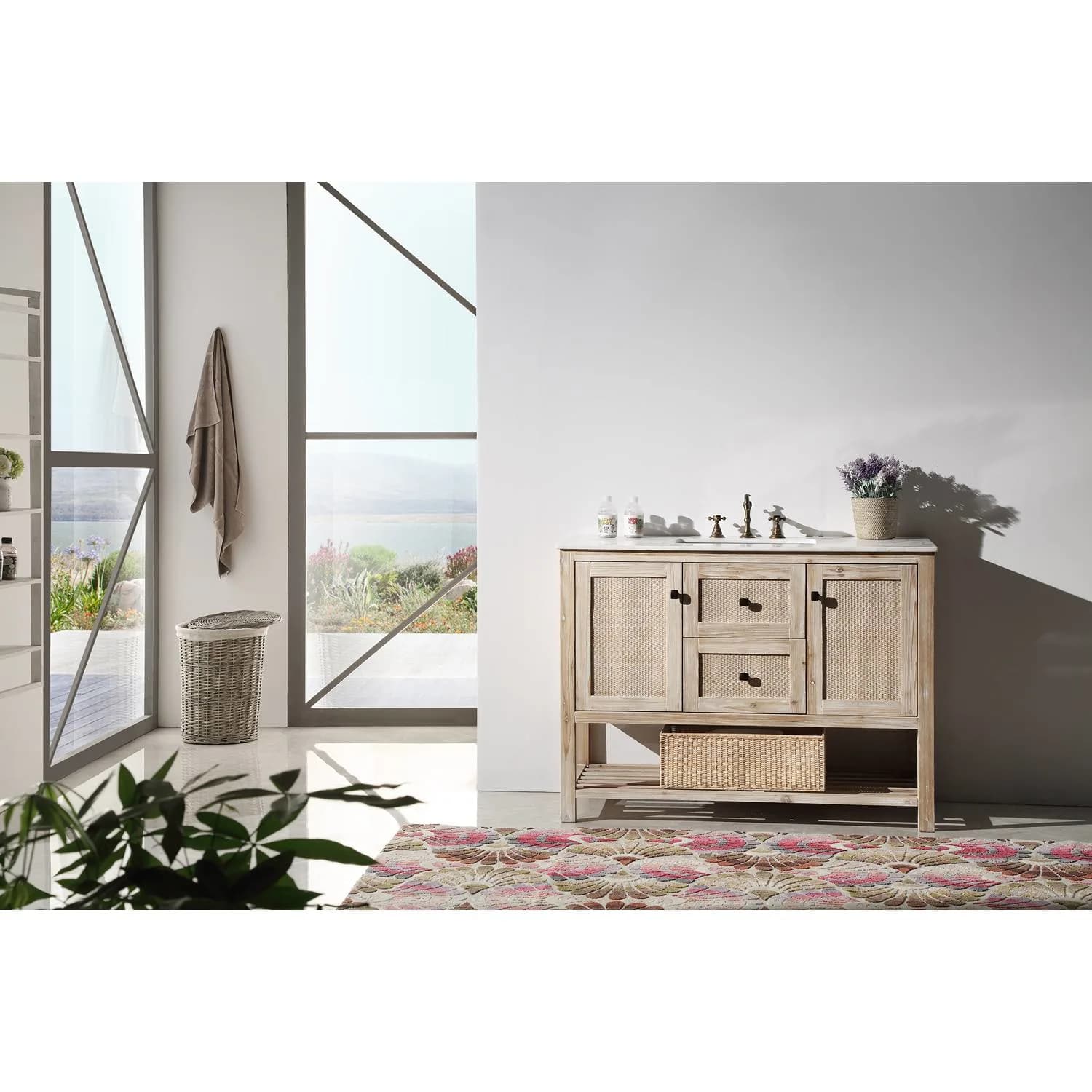 Legion Furniture 48 Inch Marble Top Rustic White Vanity Cabinet - image 4