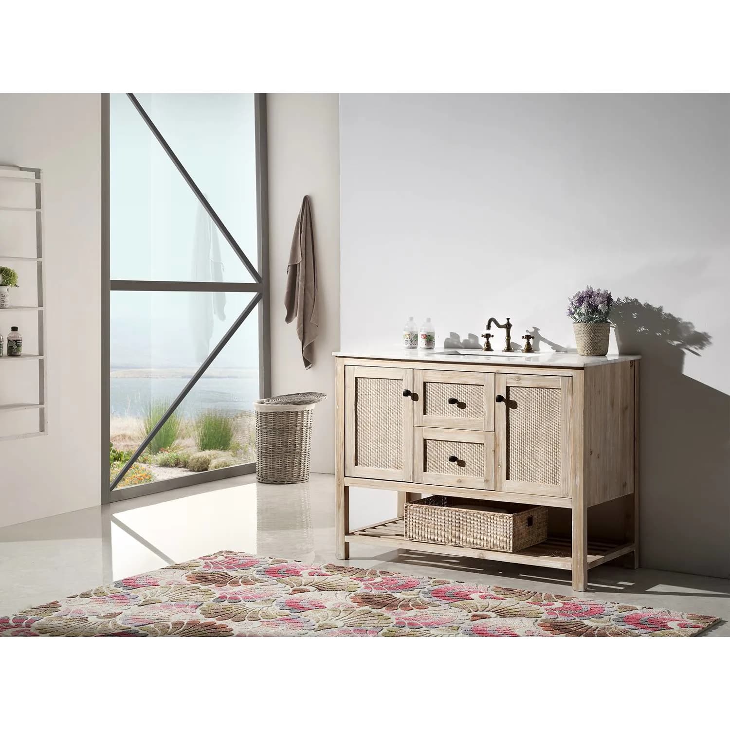Legion Furniture 48 Inch Marble Top Rustic White Vanity Cabinet - image 6