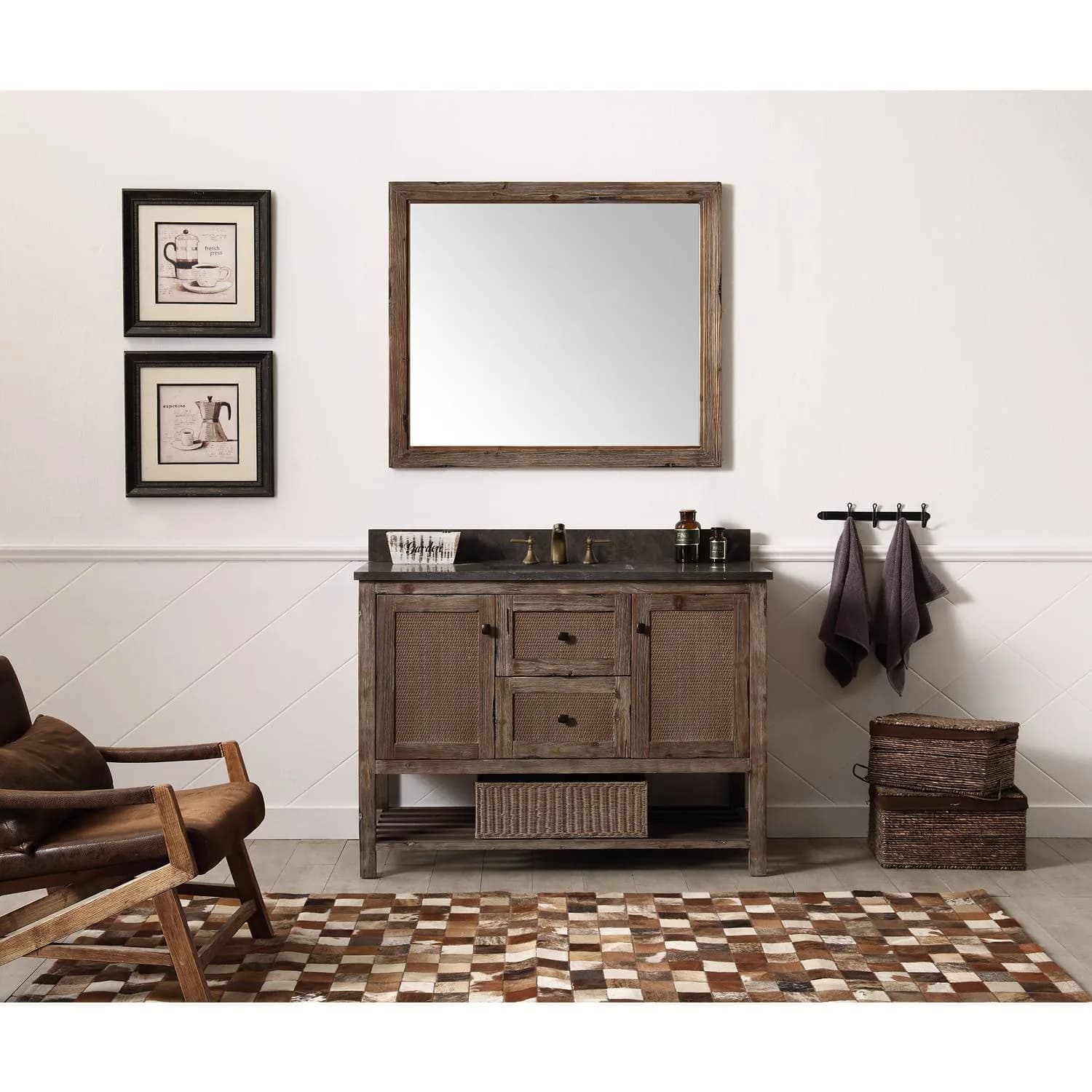 Legion Furniture 48 Inch Moon Stone Top Brown Rustic Vanity Cabinet - image 4