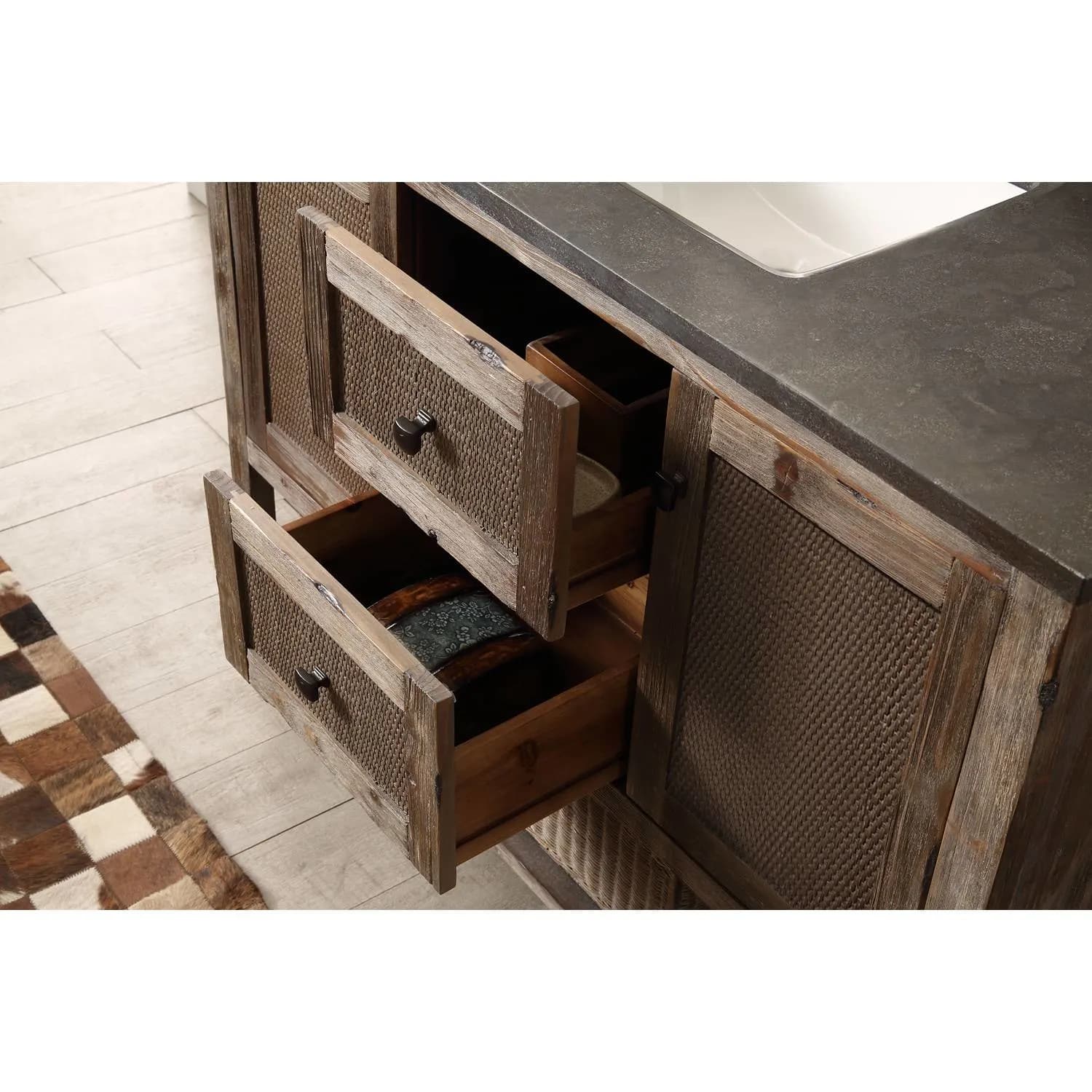 Legion Furniture 48 Inch Moon Stone Top Brown Rustic Vanity Cabinet - image 6