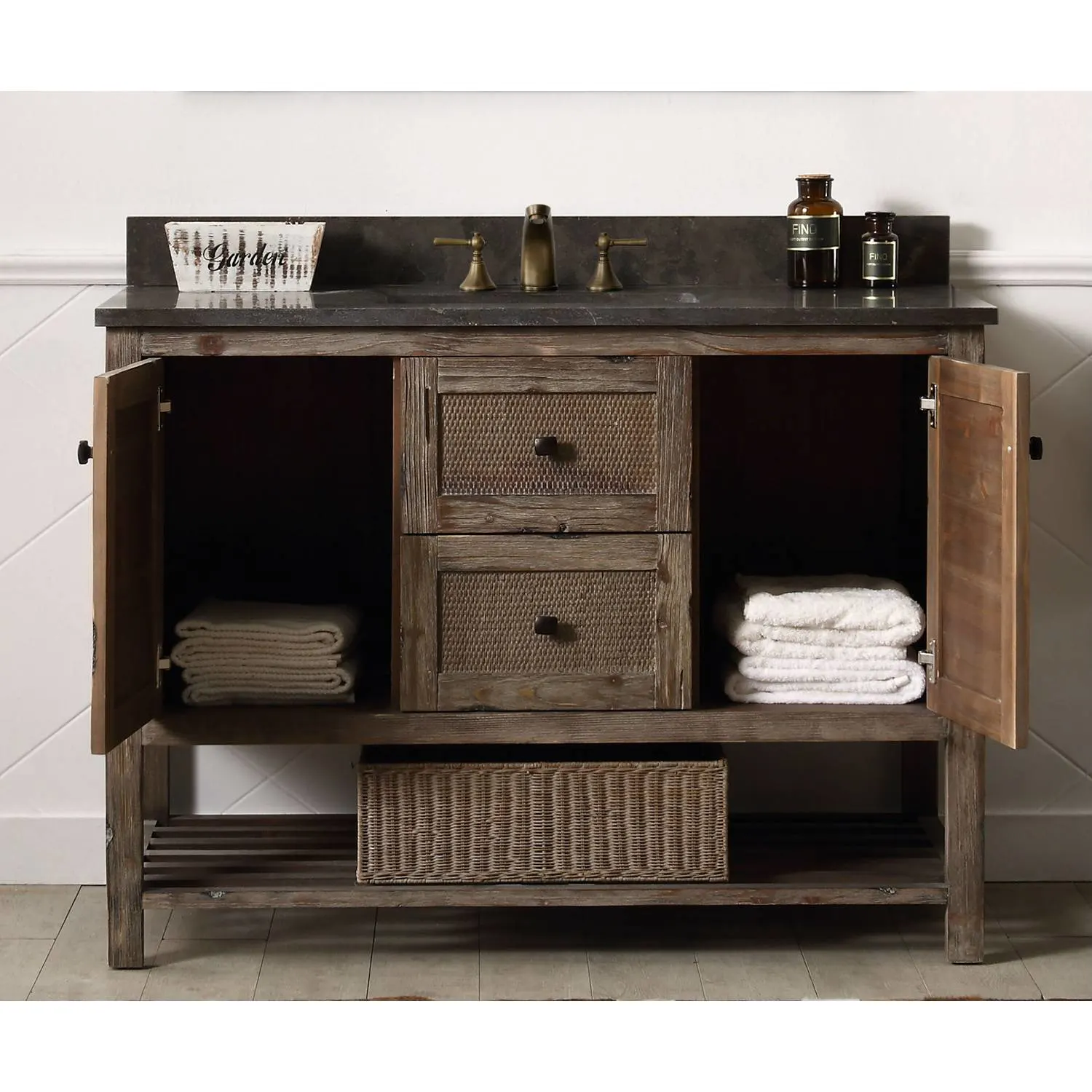 Legion Furniture 48 Inch Moon Stone Top Brown Rustic Vanity Cabinet - image 7