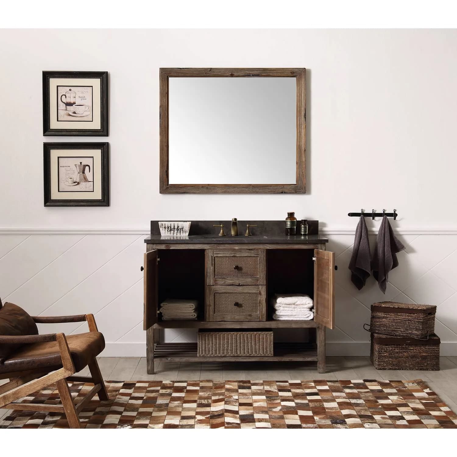 Legion Furniture 48 Inch Moon Stone Top Brown Rustic Vanity Cabinet - image 8