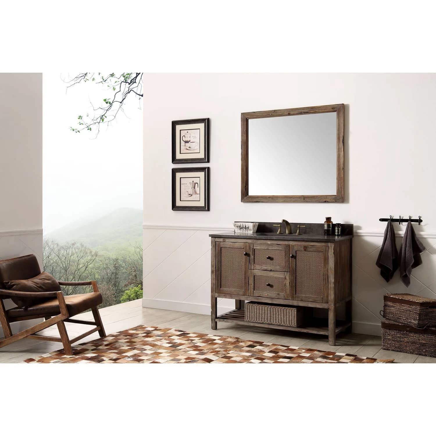Legion Furniture 48 Inch Moon Stone Top Brown Rustic Vanity Cabinet - image 9