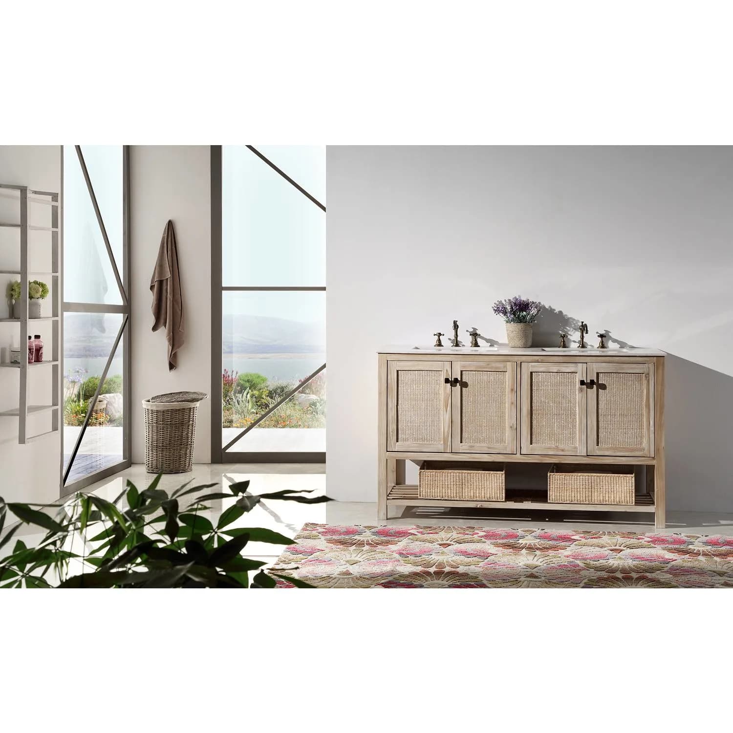 Legion Furniture 60 Inch Marble Top Rustic White Vanity Cabinet - image 5