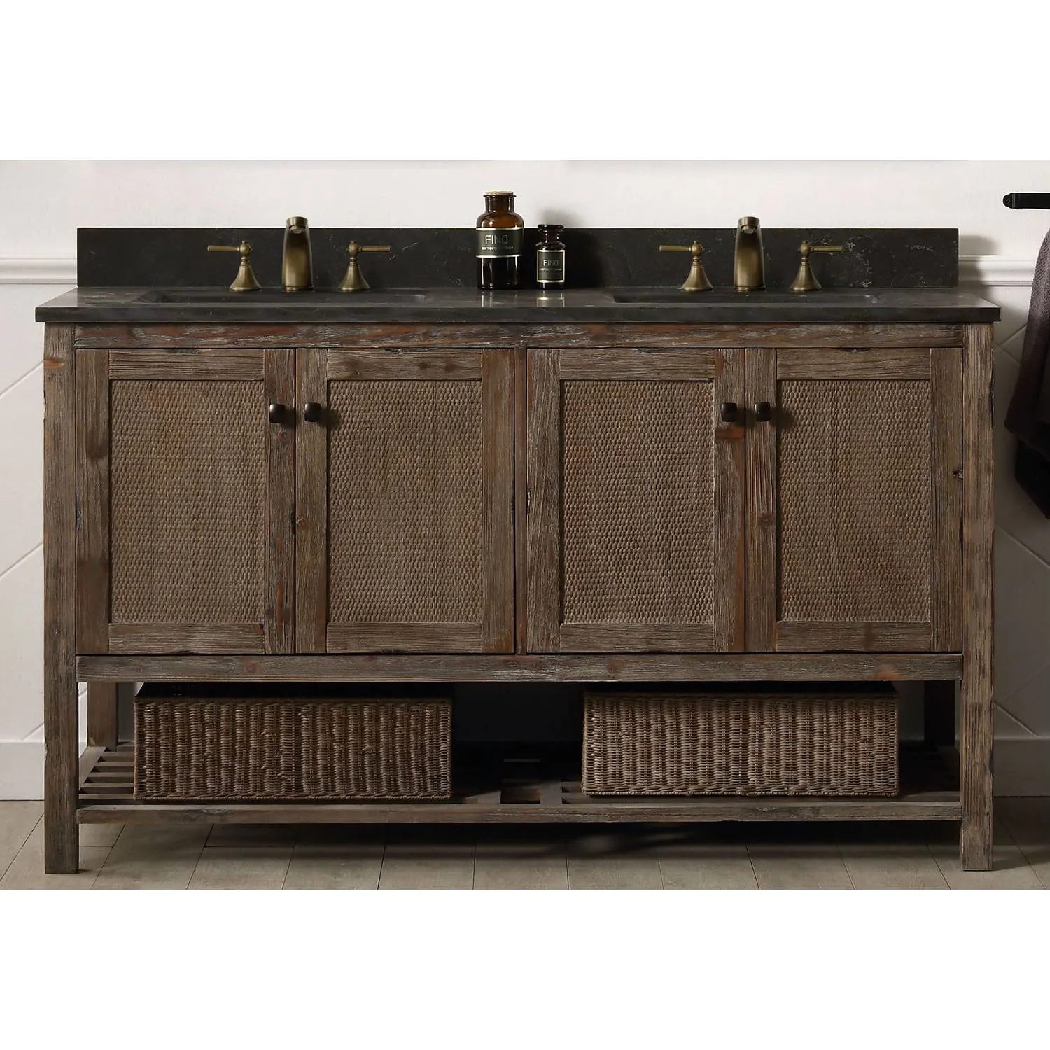 Legion Furniture 60 Inch Moon Stone Top Brown Rustic Vanity Cabinet - image 3