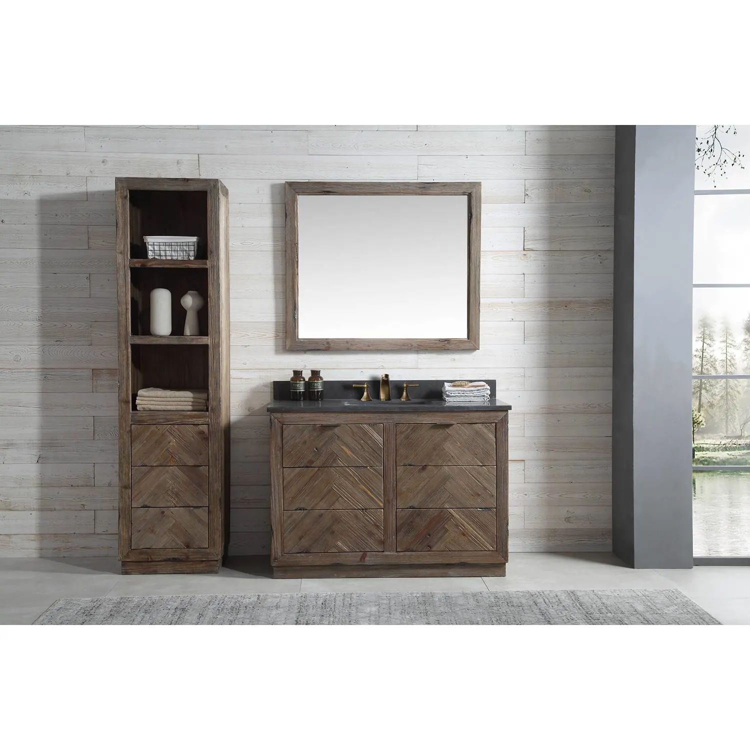 Legion Furniture 48 Inch Moon Stone Top Ceramic Sink Vanity Cabinet - image 3