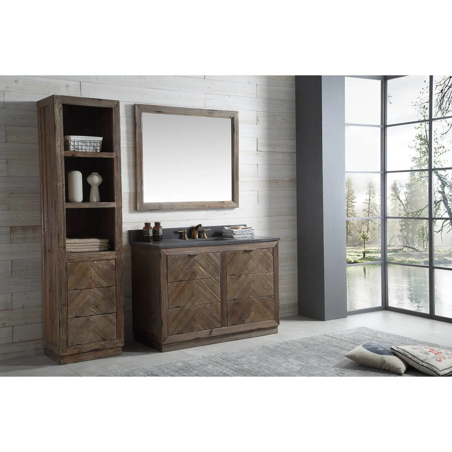Legion Furniture 48 Inch Moon Stone Top Ceramic Sink Vanity Cabinet - image 7