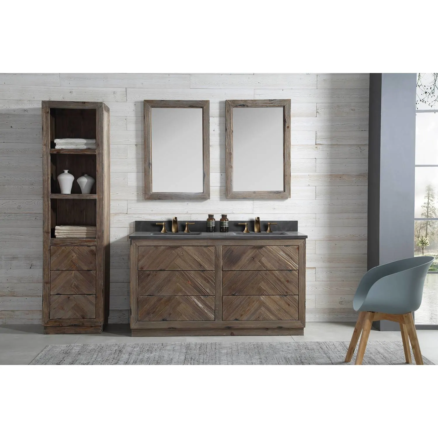 Legion Furniture 60 Inch Moon Stone Top Ceramic Sink Vanity Cabinet - image 3