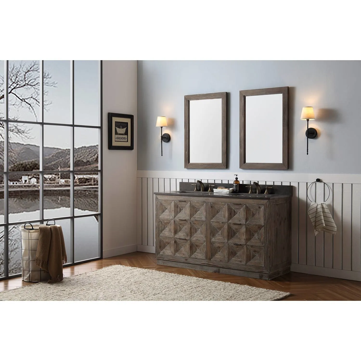 Legion Furniture 60 Inch Moon Stone Top Ceramic Sink Vanity Cabinet - image 8