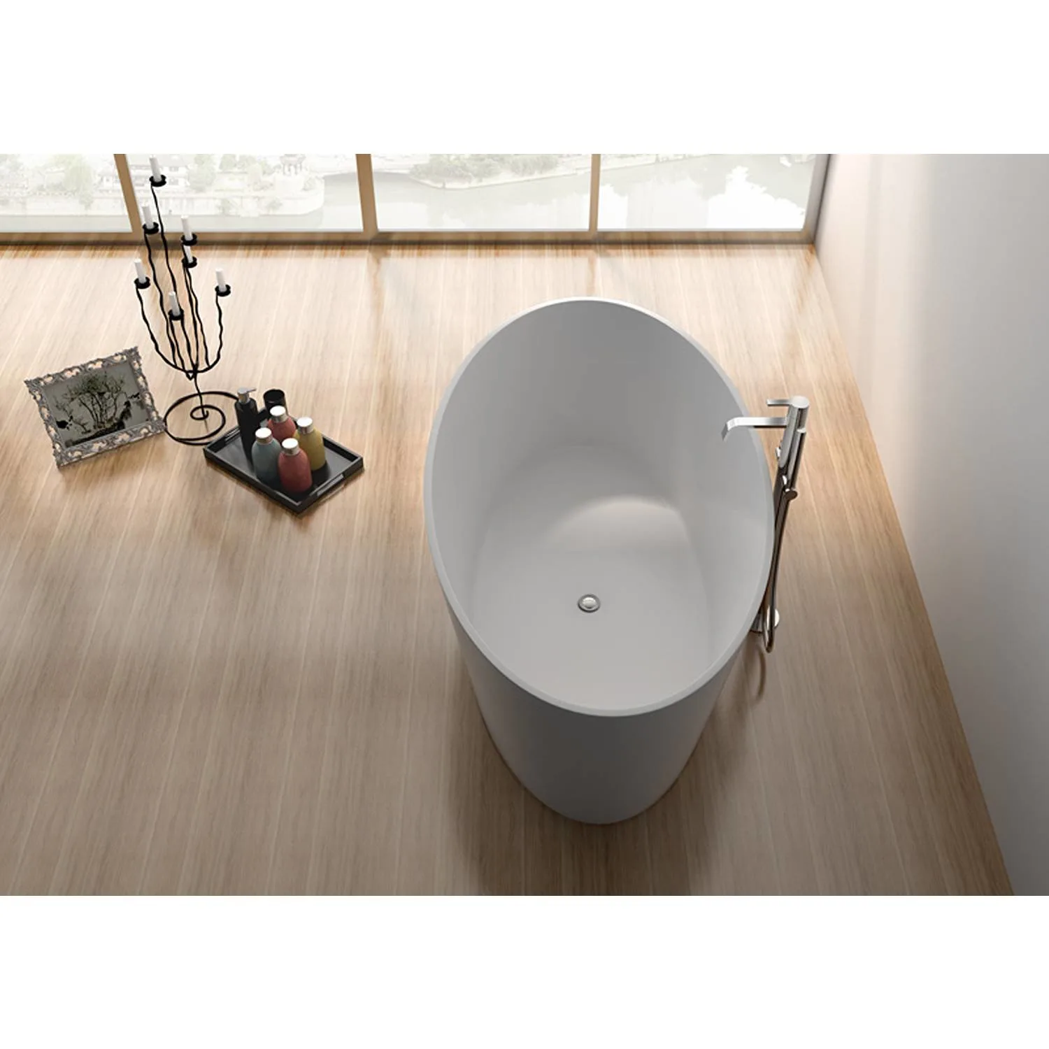 Legion Furniture 63 Inch No Faucet Matt White Solid Surface Bathtub - image 10