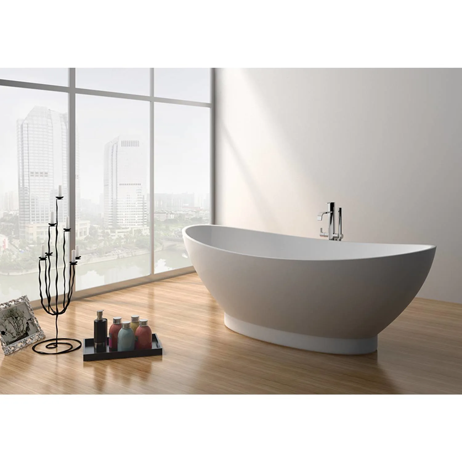 Legion Furniture 70.7 Inch No Faucet Matt White Solid Surface Bathtub - image 6