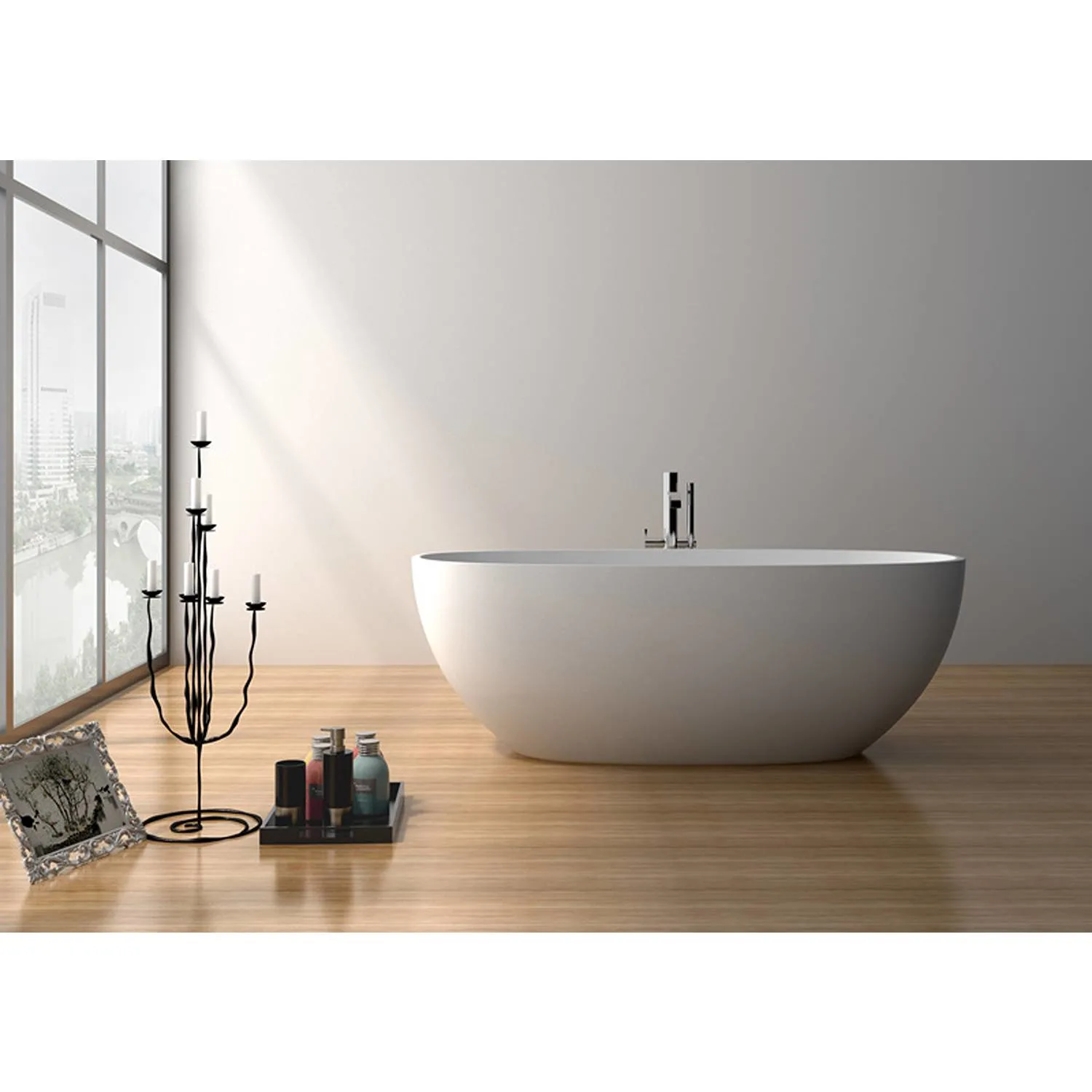 Legion Furniture 65 Inch No Faucet Matt White Solid Surface Bathtub - image 8