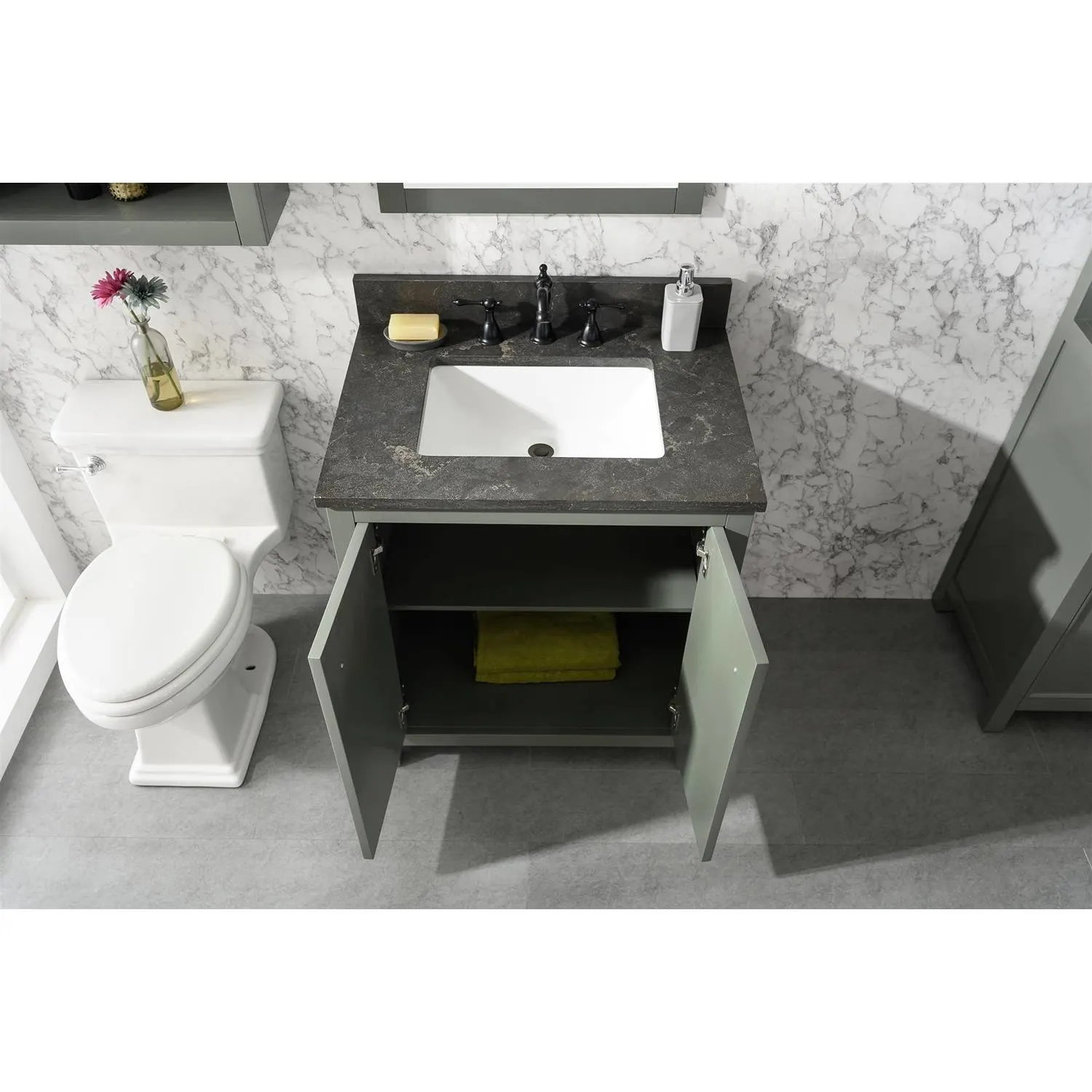Legion Furniture 30 Inch Blue Lime Stone Top Pewter Green Vanity Cabinet - image 11