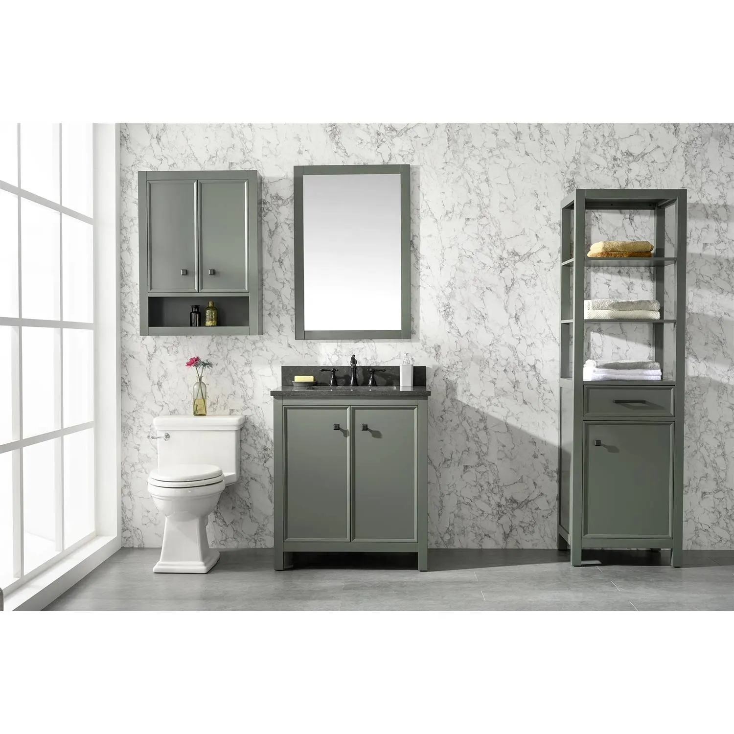 Legion Furniture 30 Inch Blue Lime Stone Top Pewter Green Vanity Cabinet - image 17