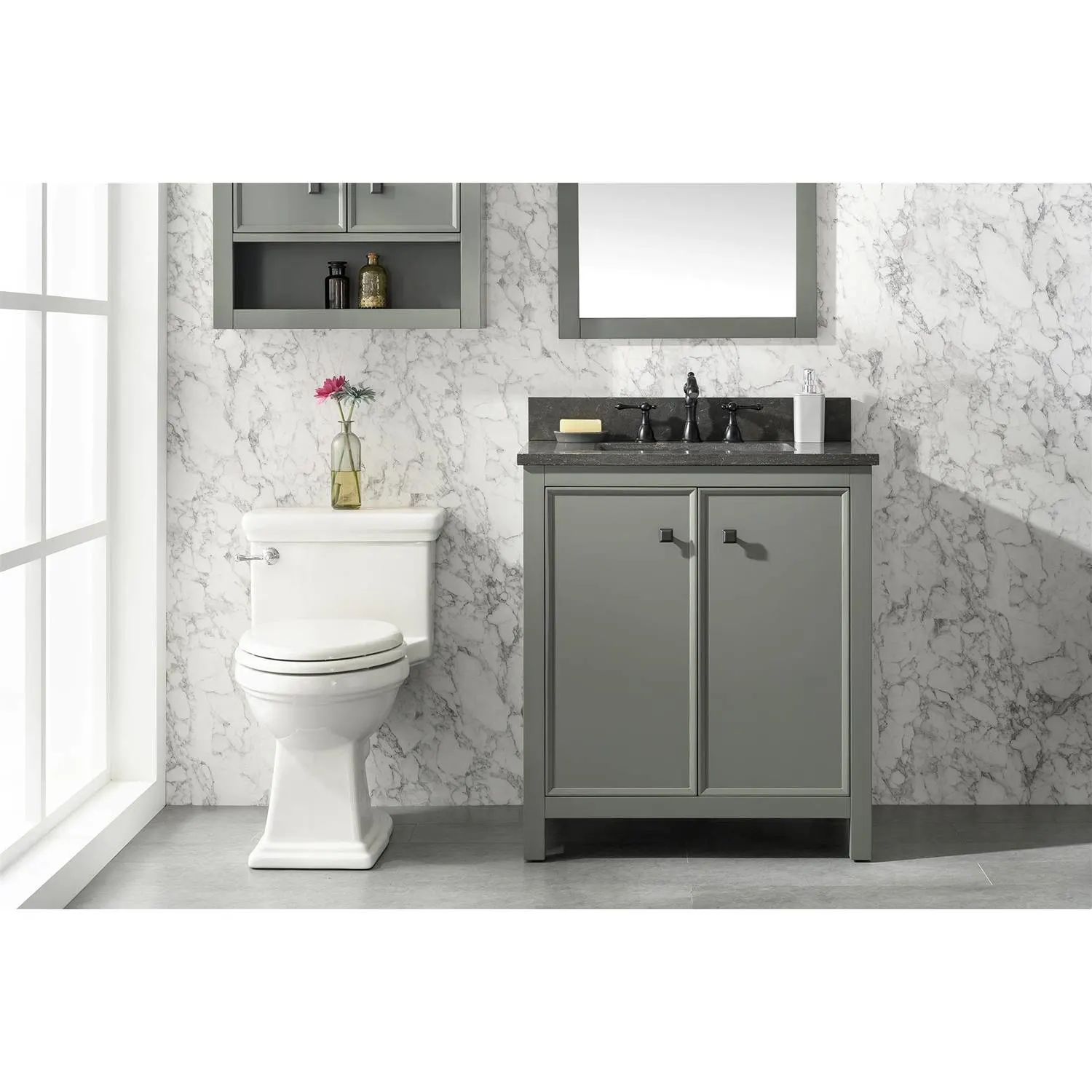 Legion Furniture 30 Inch Blue Lime Stone Top Pewter Green Vanity Cabinet - image 3