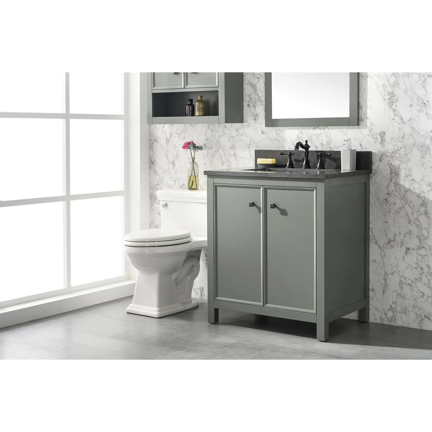 Legion Furniture 30 Inch Blue Lime Stone Top Pewter Green Vanity Cabinet - image 8