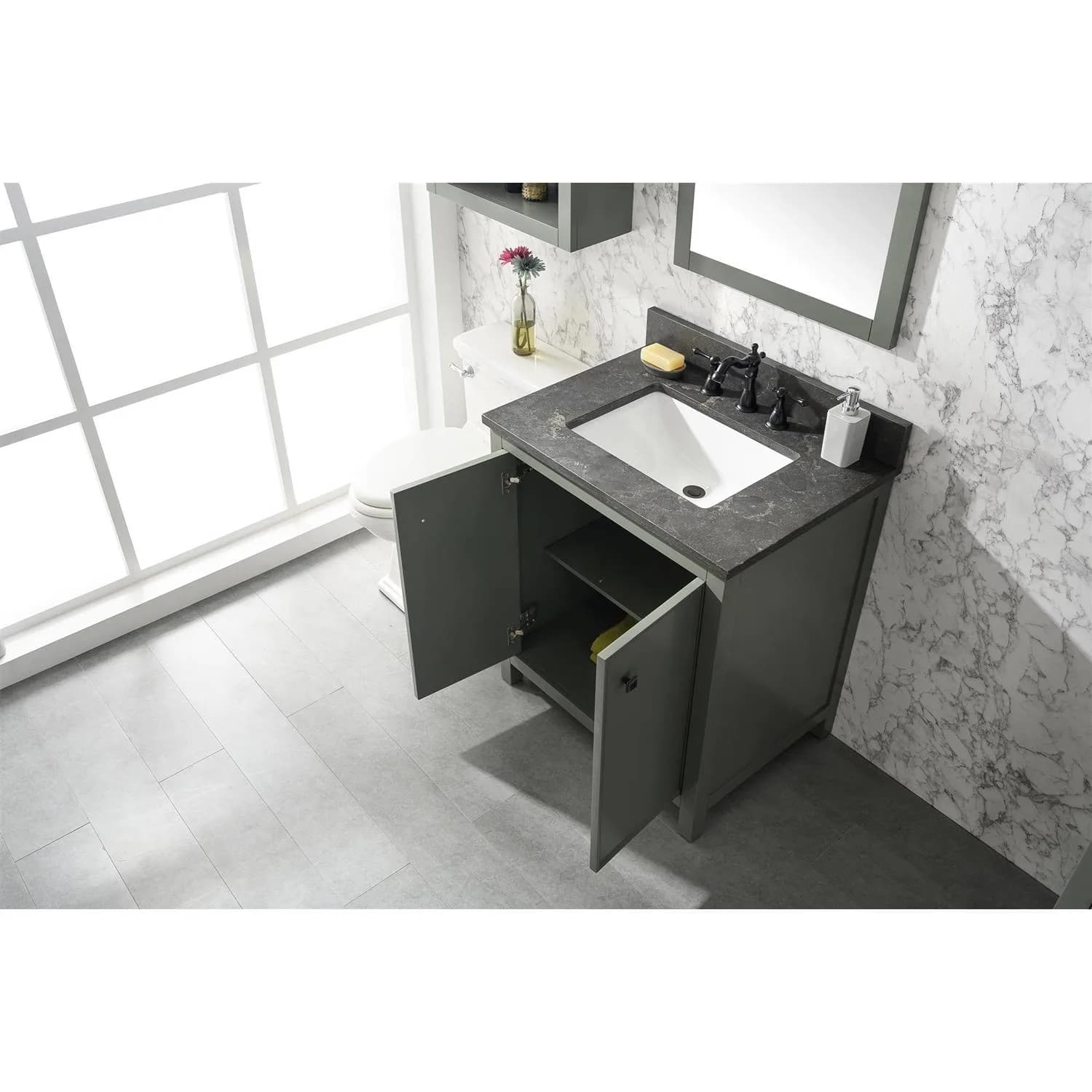 Legion Furniture 30 Inch Blue Lime Stone Top Pewter Green Vanity Cabinet - image 9