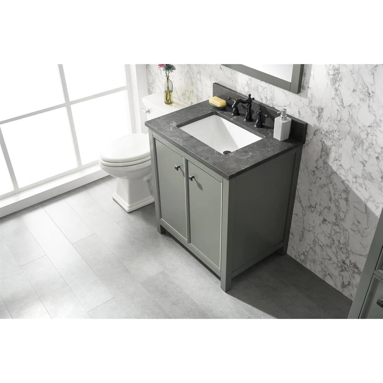 Legion Furniture 30 Inch Blue Lime Stone Top Pewter Green Vanity Cabinet - image 10
